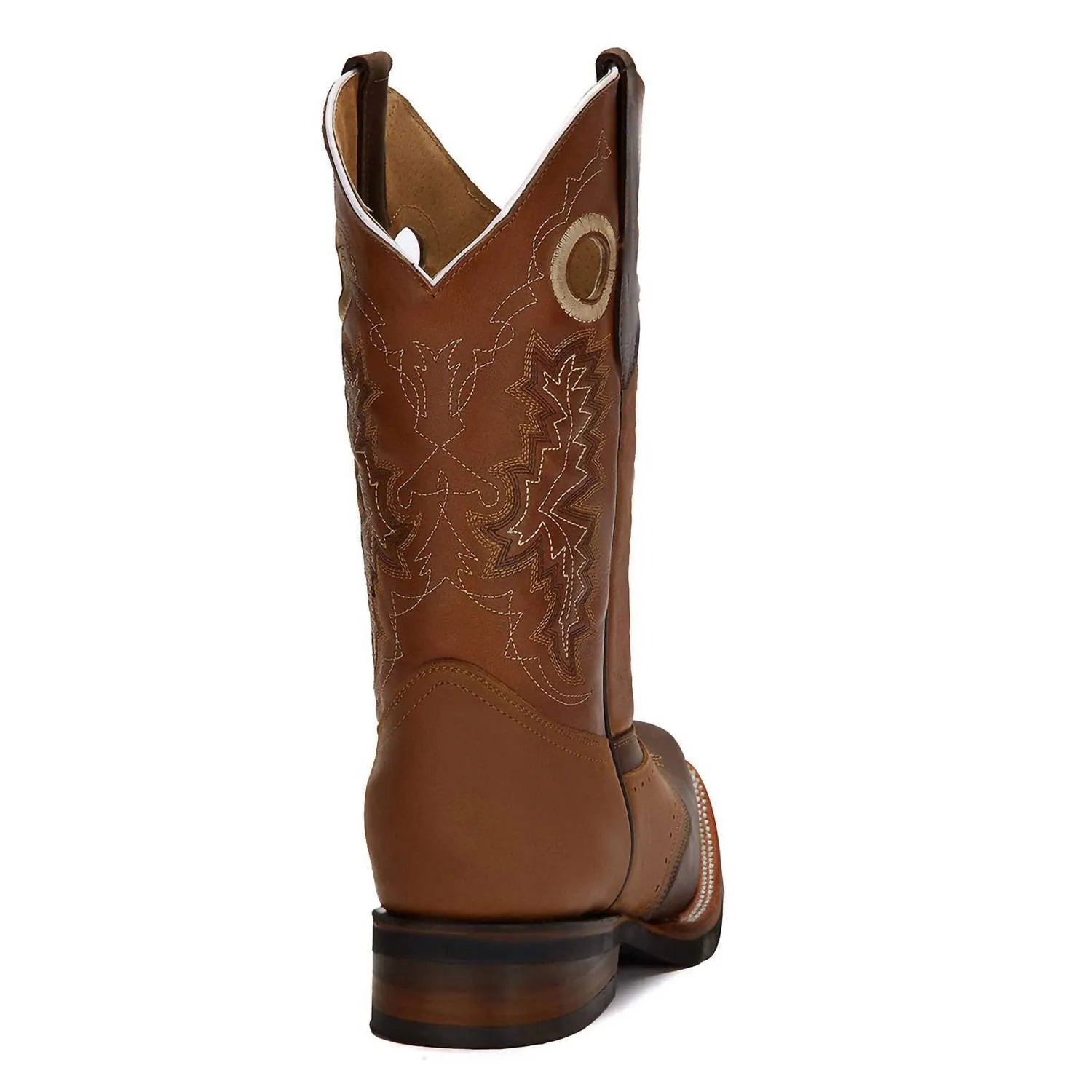 Men's Western Cowboy Leather Boots In Brown