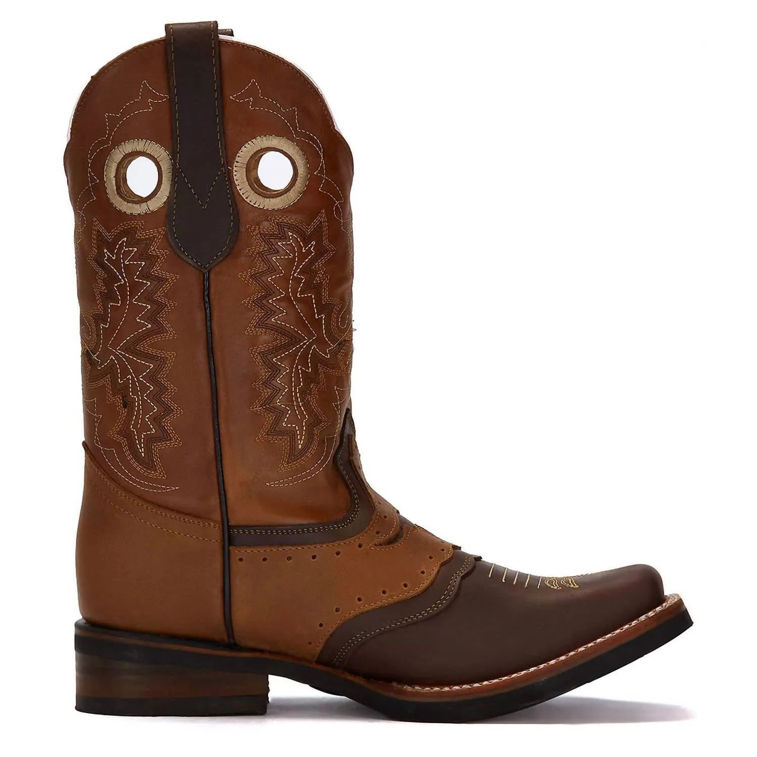 Men's Western Cowboy Leather Boots In Brown