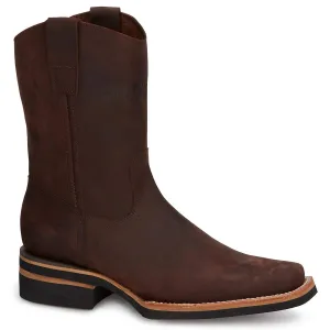 Men's Western Suede Leather Boots In Brown