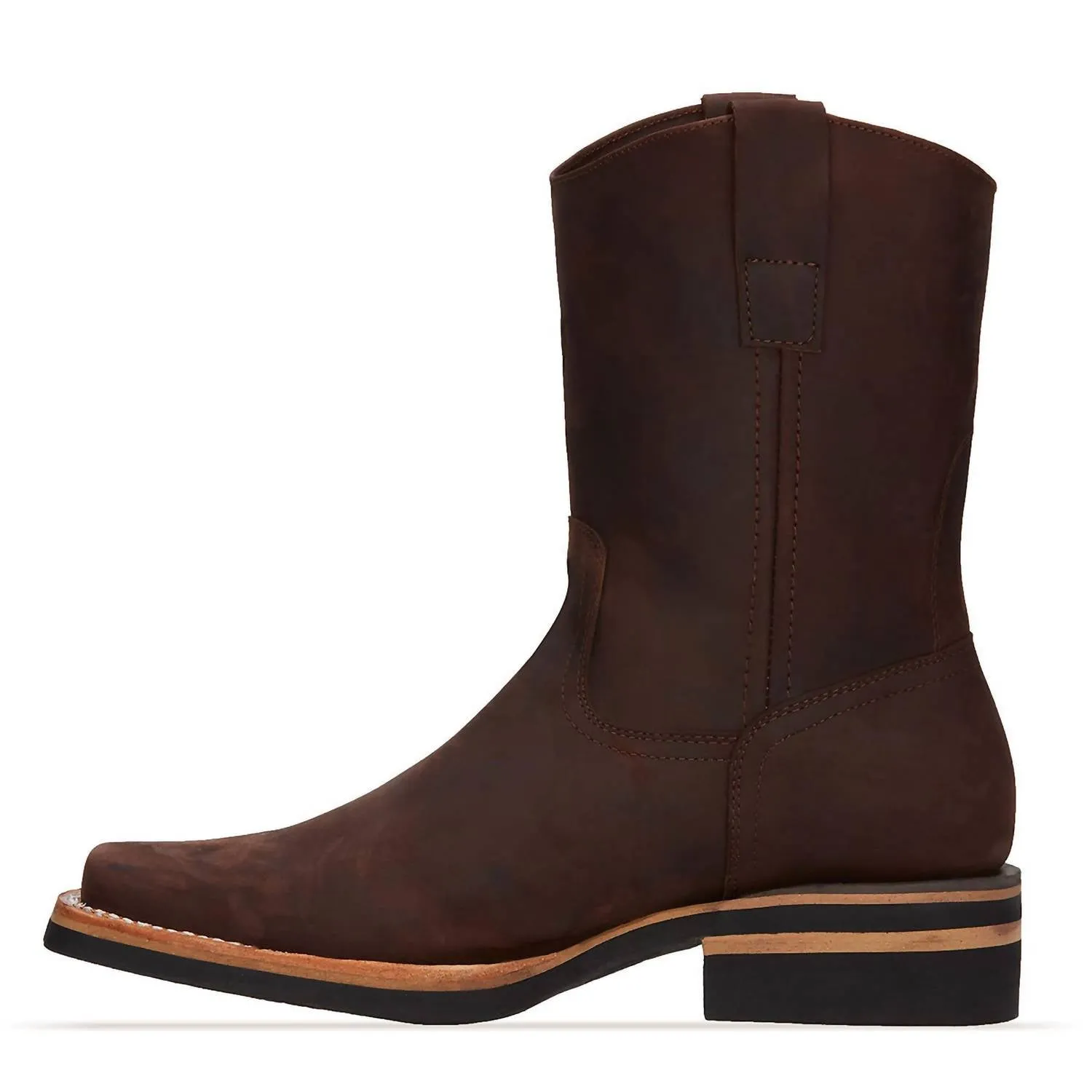 Men's Western Suede Leather Boots In Brown