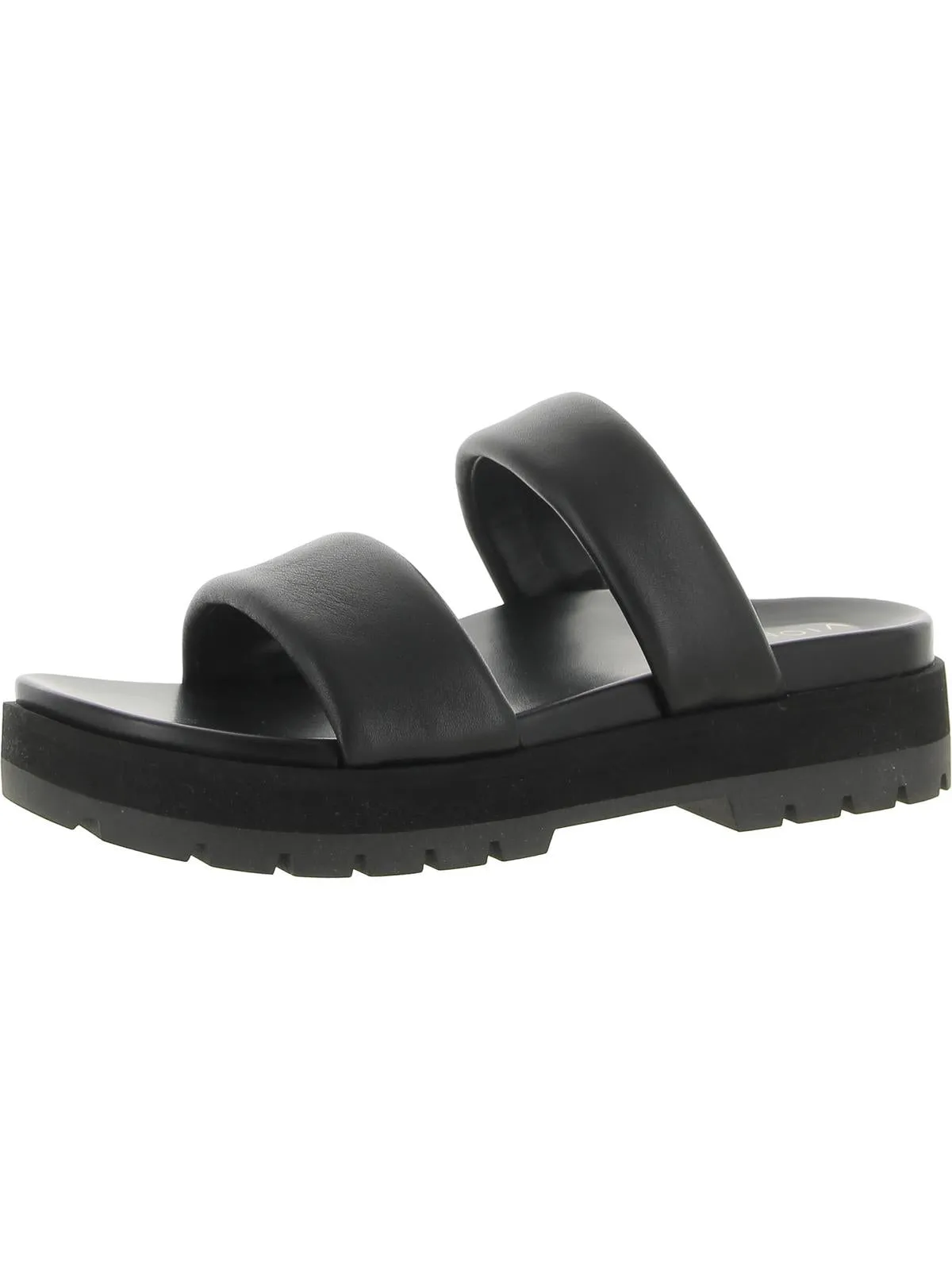 Modesto Womens Leather Slip-On Slide Sandals
