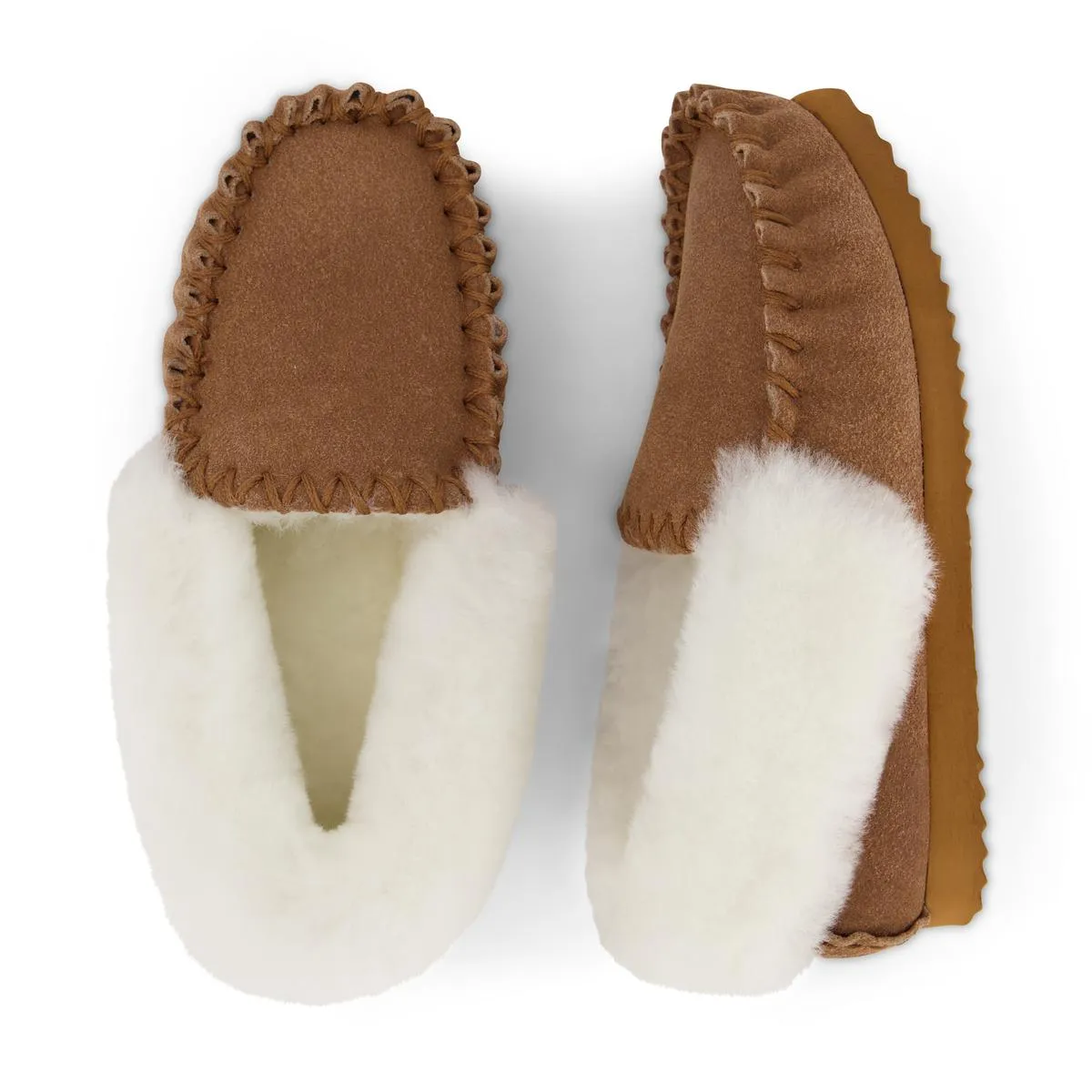 Molly Womens Suede Shearling Moccasin Slippers