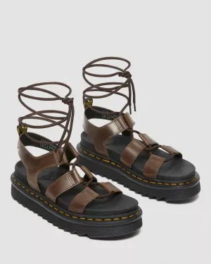 Nartilla Women's Leather Gladiator Sandals In Dark Brown