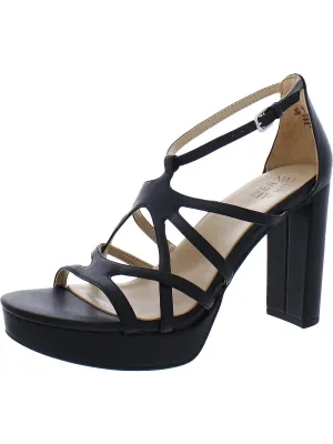Neona Womens Faux Leather Heel Platform Sandals