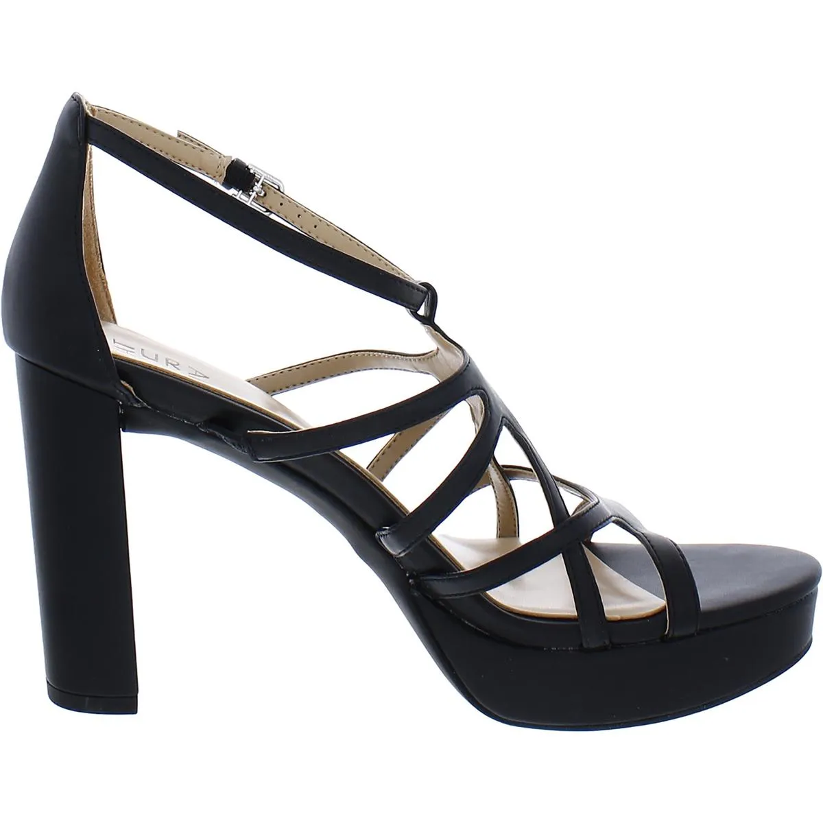 Neona Womens Faux Leather Heel Platform Sandals