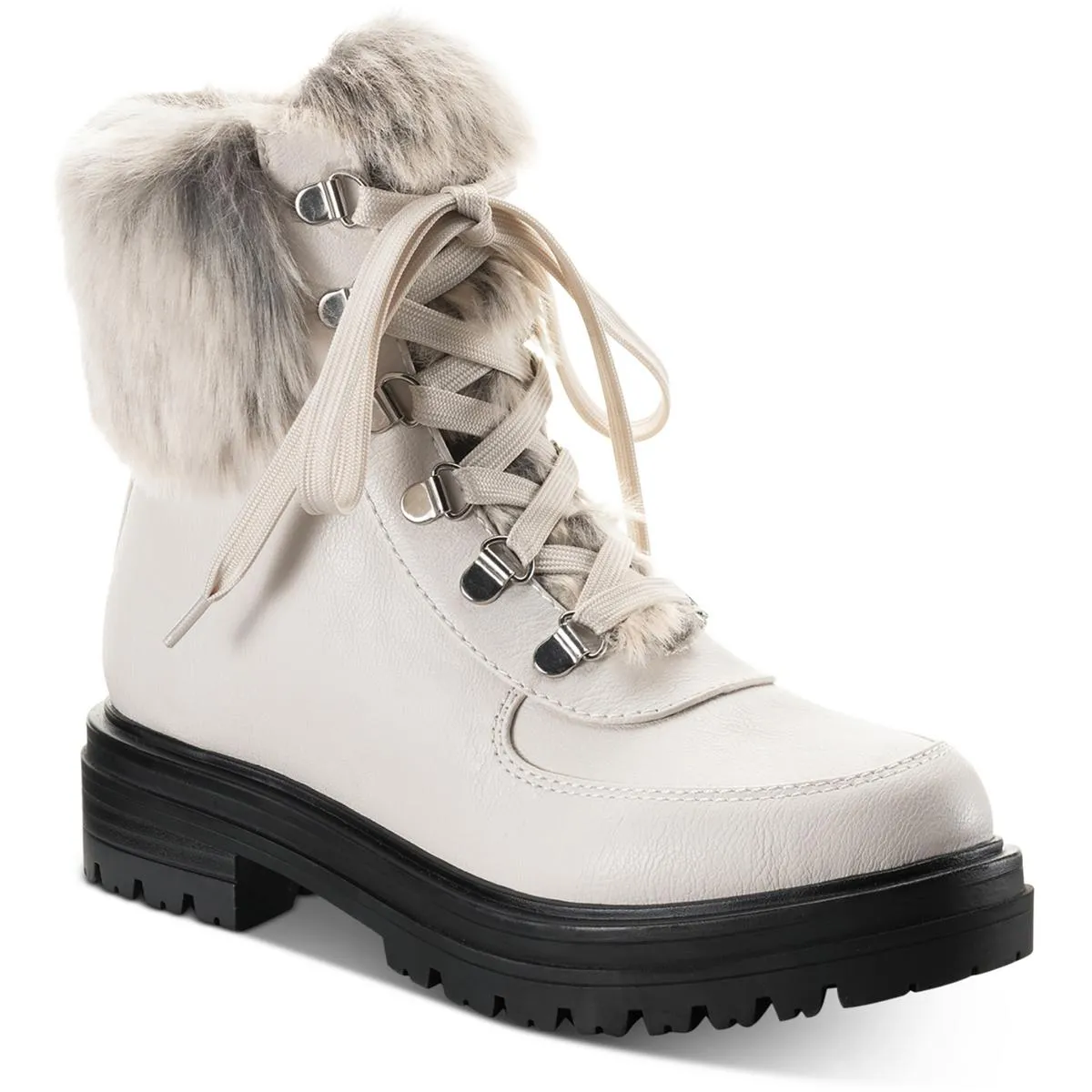 Orlaa  Womens Faux Leather Cold Weather Combat & Lace-up Boots