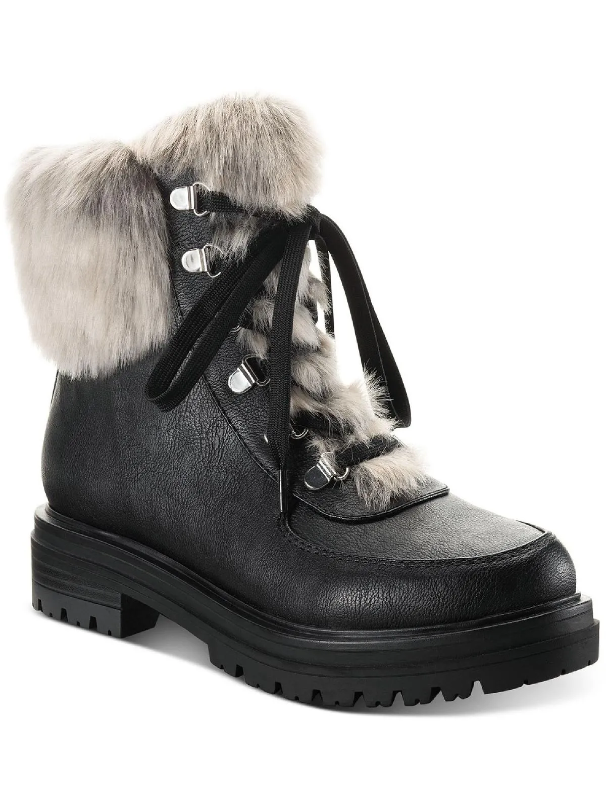 Orlaa  Womens Faux Leather Cold Weather Combat & Lace-up Boots