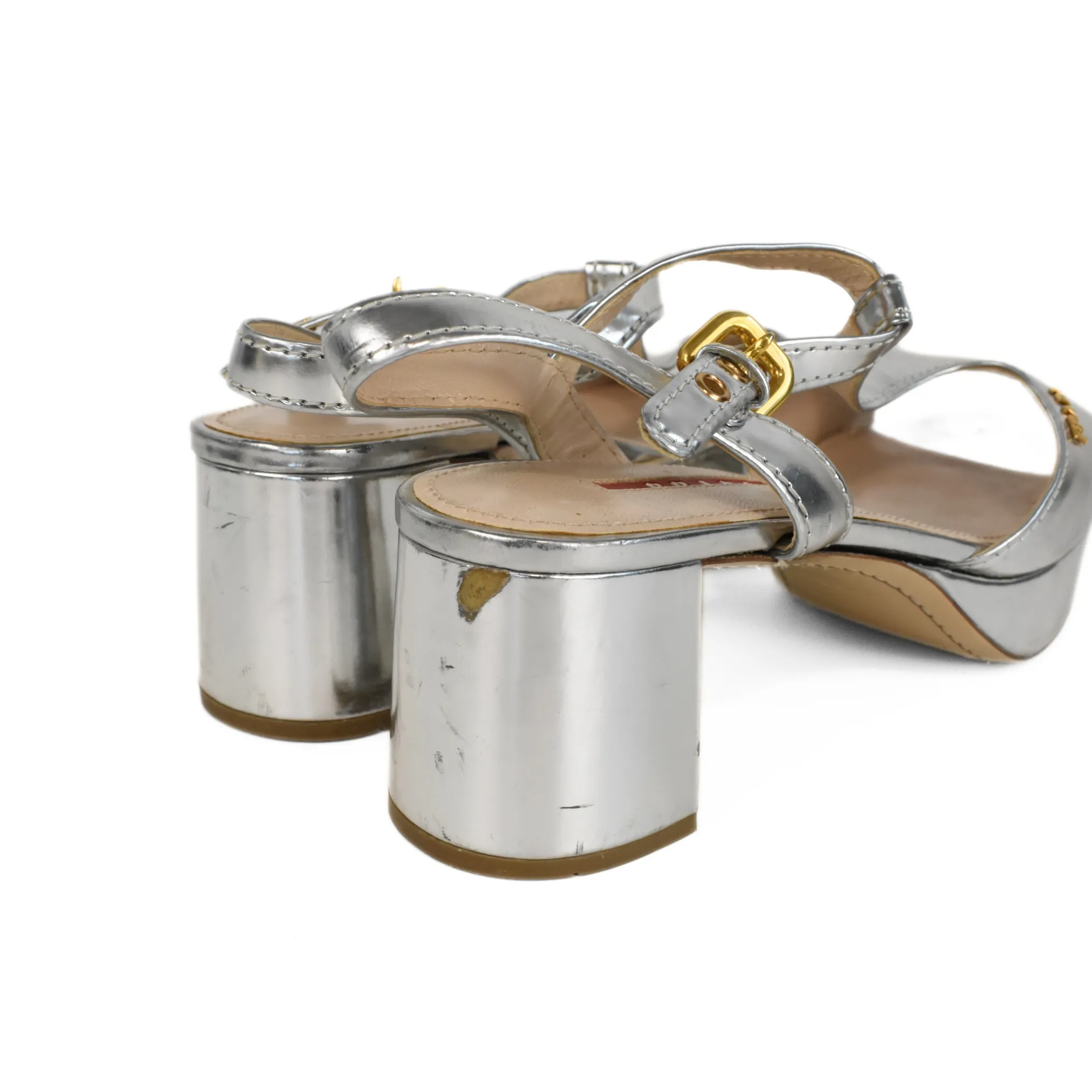 Prada 'Metallic Platform' Sandals - Women's 39