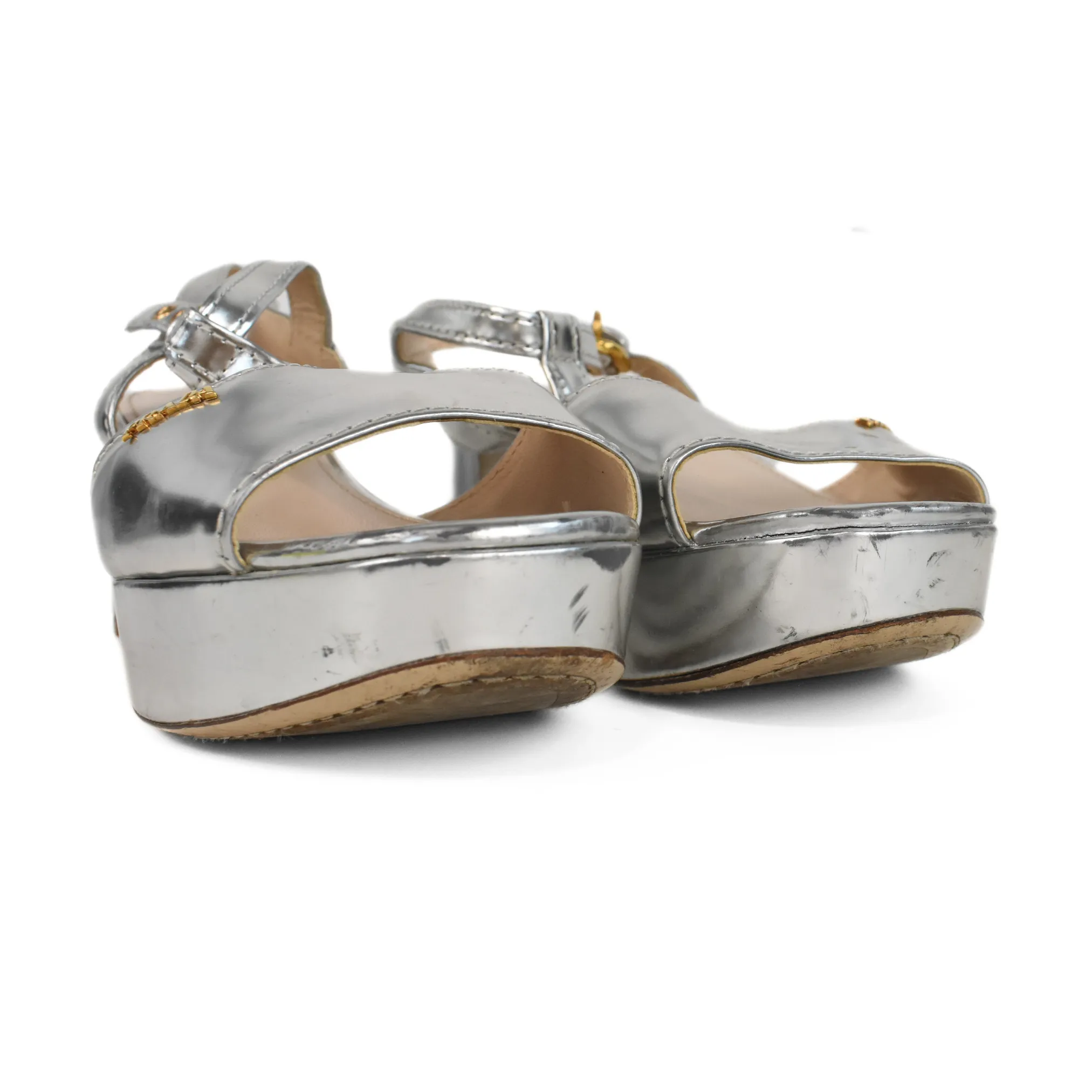 Prada 'Metallic Platform' Sandals - Women's 39