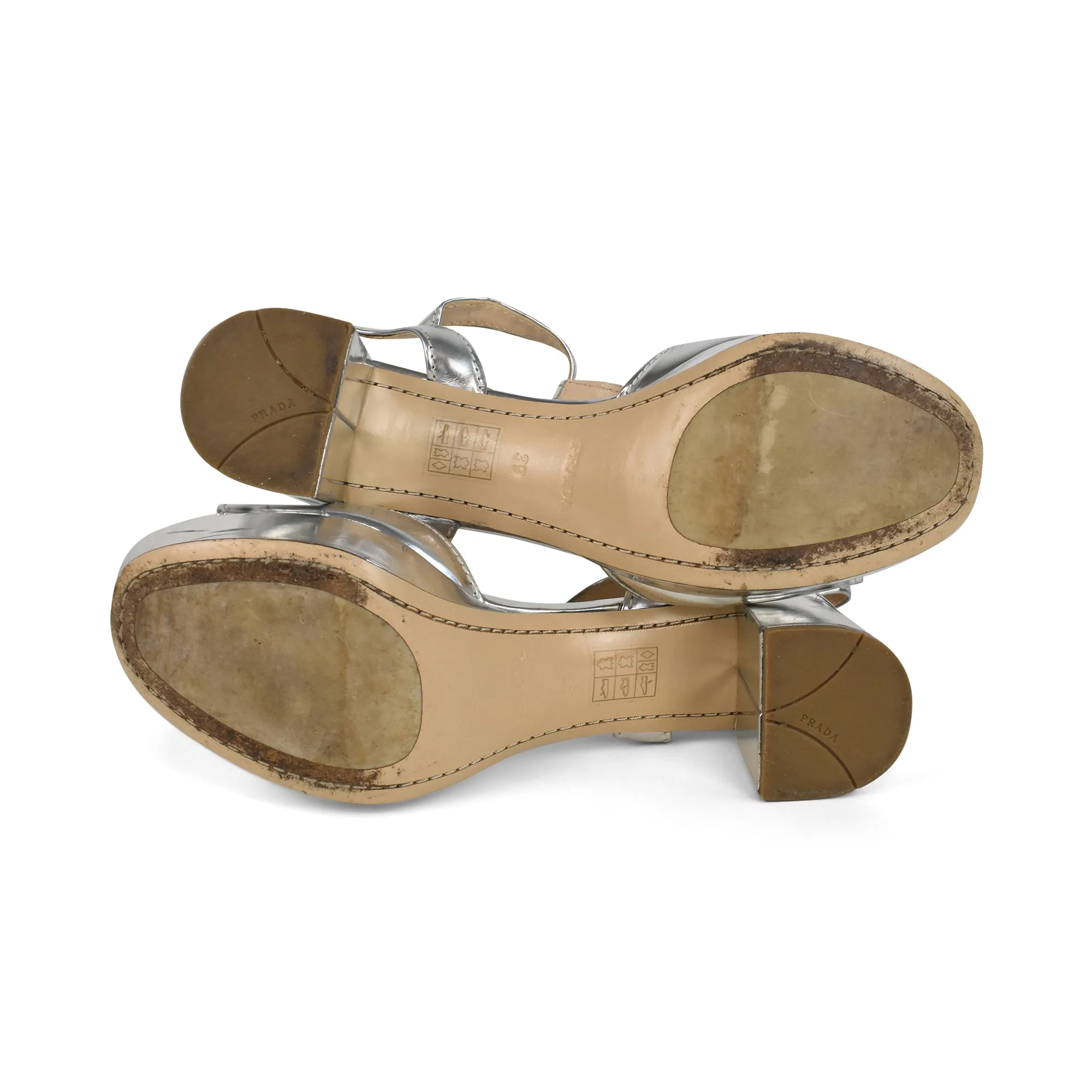 Prada 'Metallic Platform' Sandals - Women's 39
