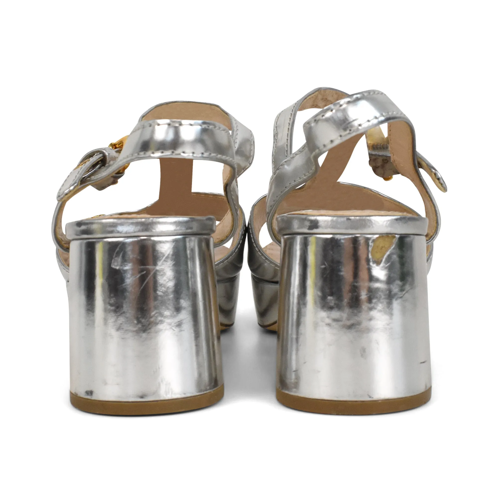 Prada 'Metallic Platform' Sandals - Women's 39
