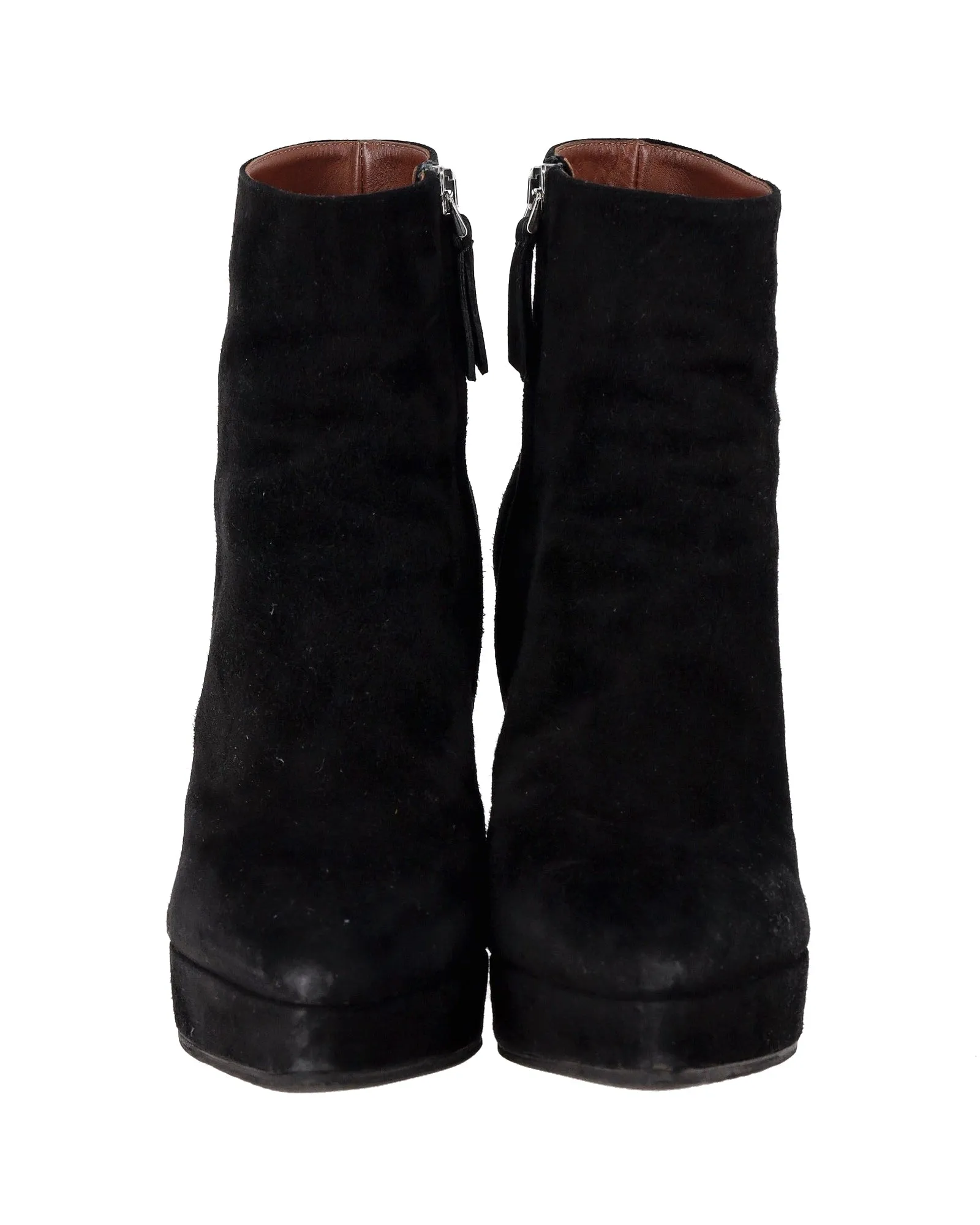 Proenza Schouler Block Heel Platform Boots in Black Suede