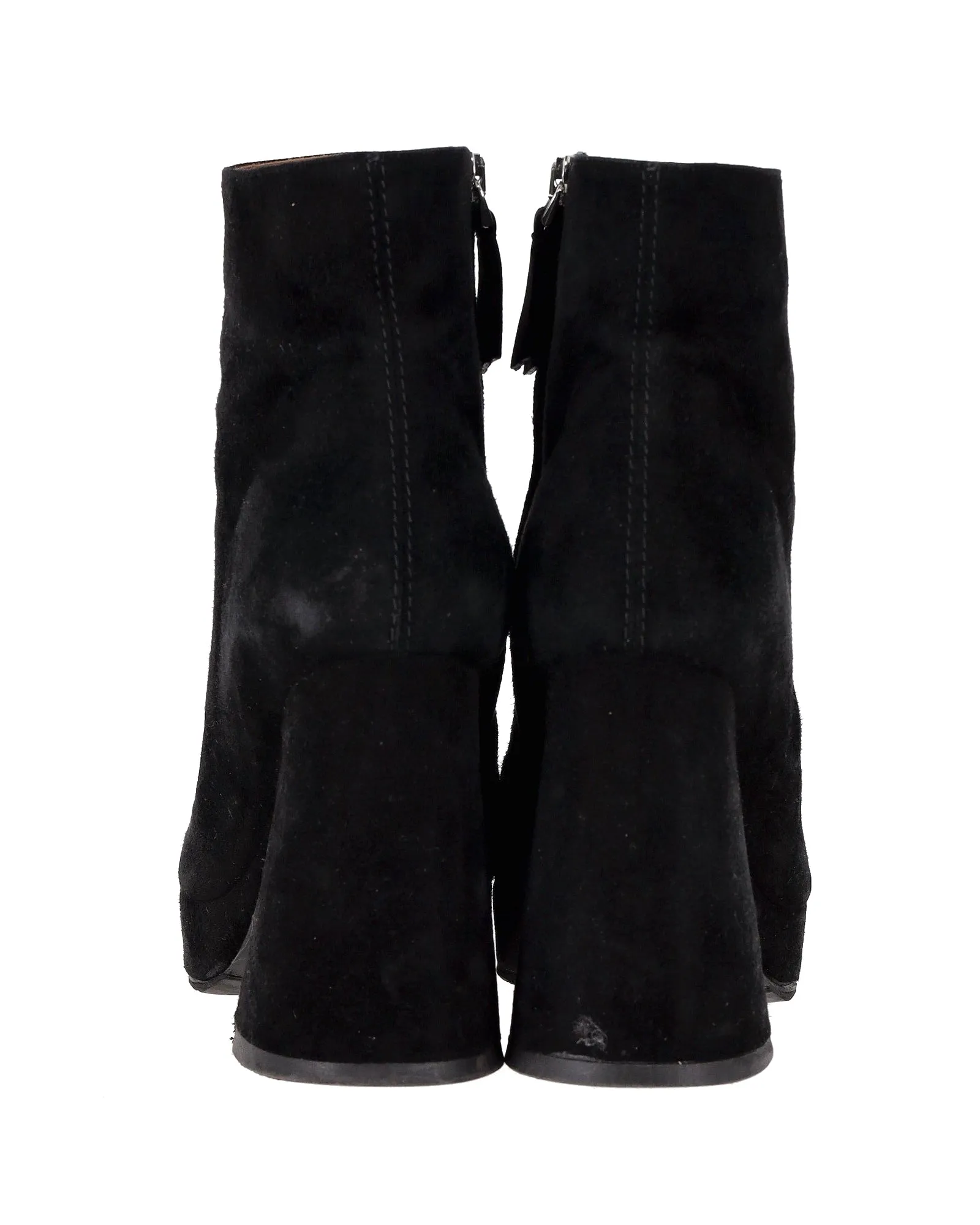 Proenza Schouler Block Heel Platform Boots in Black Suede