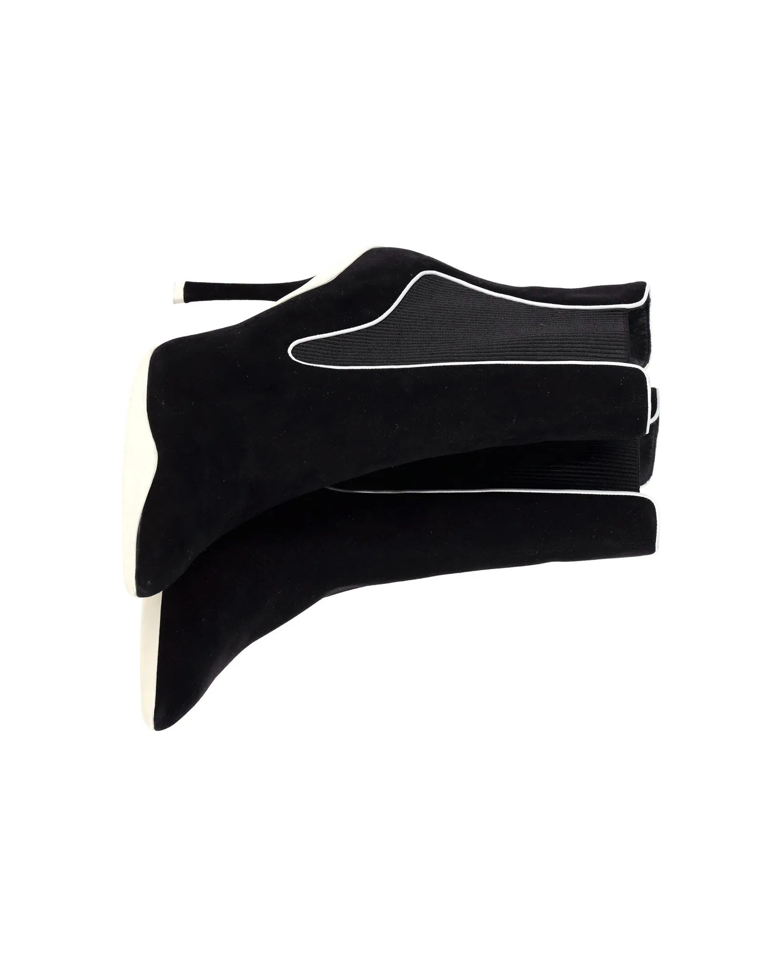 René Caovilla Ribbed Side Ankle Boots In Black Suede
