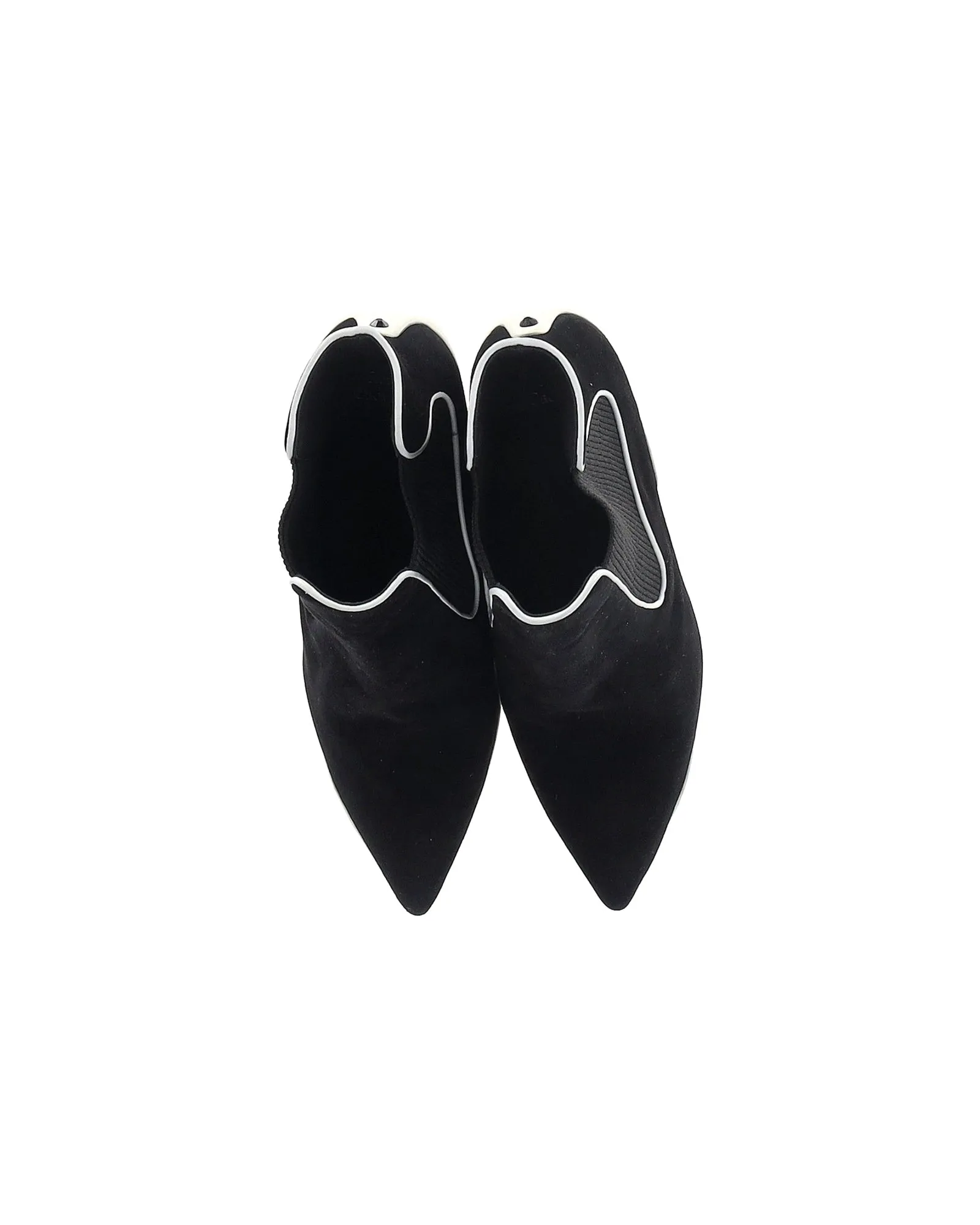 René Caovilla Ribbed Side Ankle Boots In Black Suede