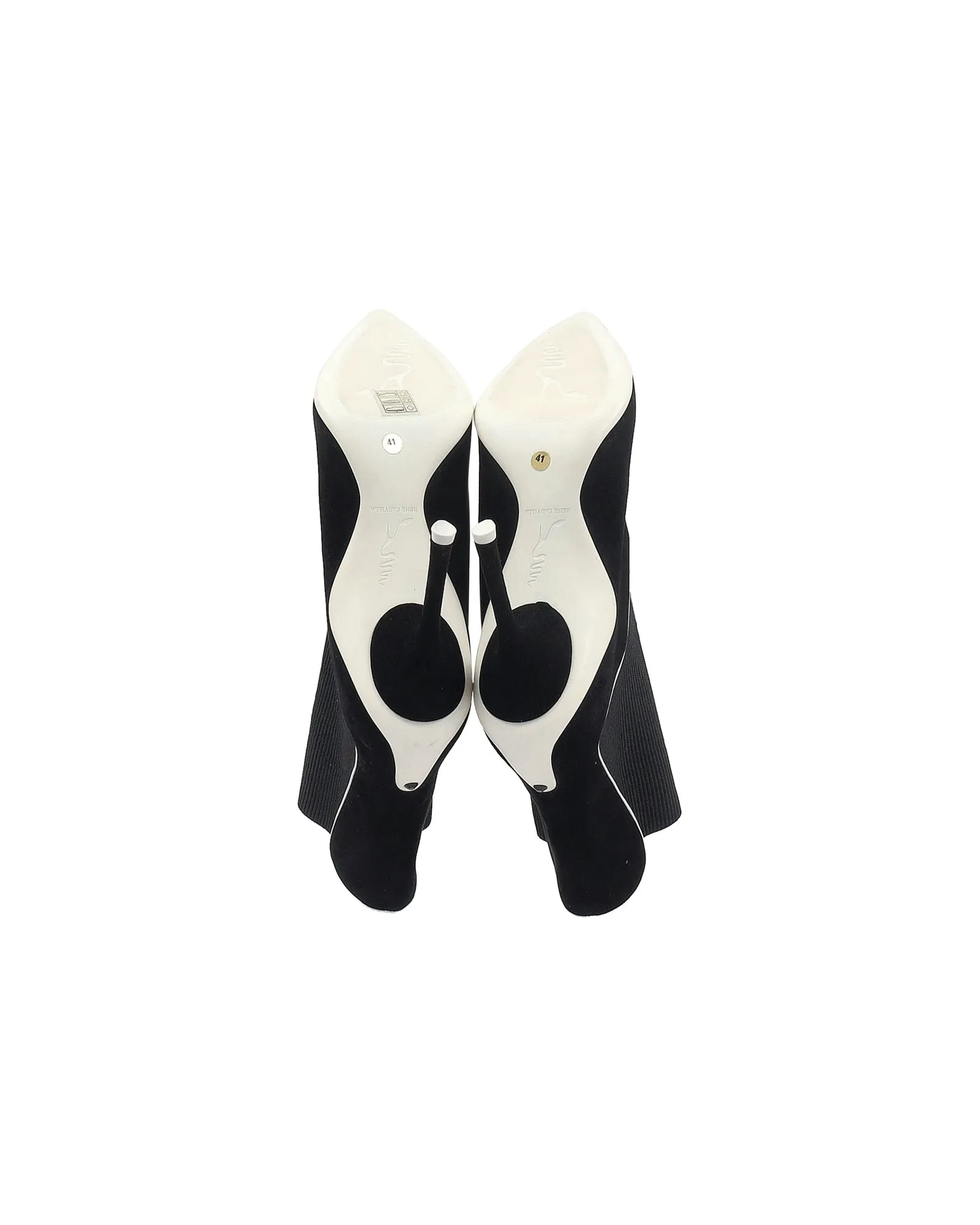 René Caovilla Ribbed Side Ankle Boots In Black Suede