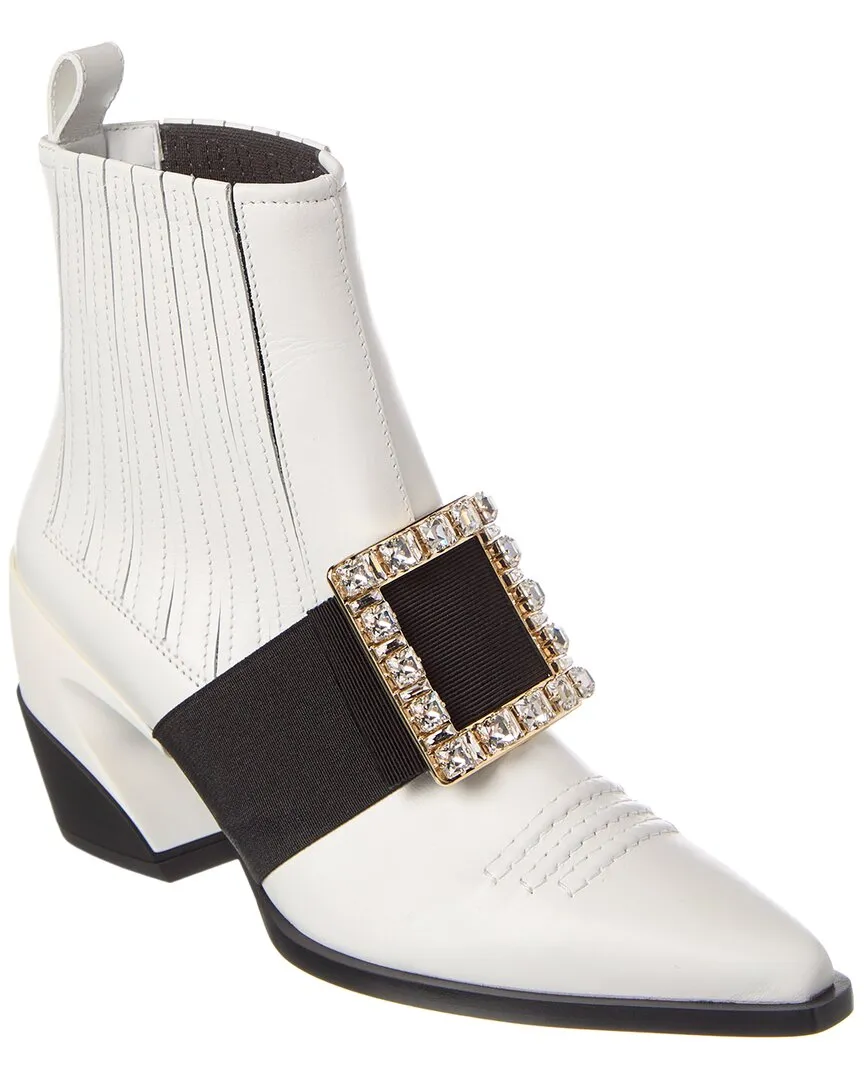 Roger Vivier Tex Strass Leather Boot