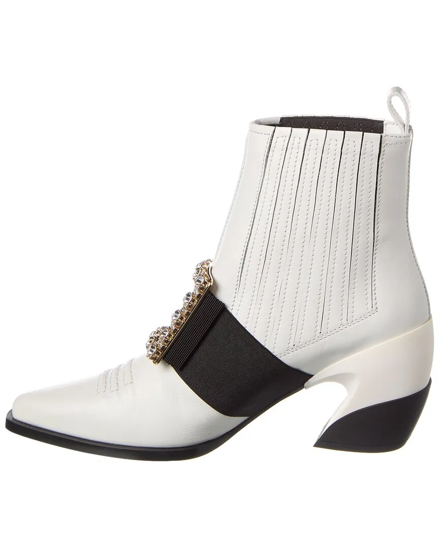 Roger Vivier Tex Strass Leather Boot