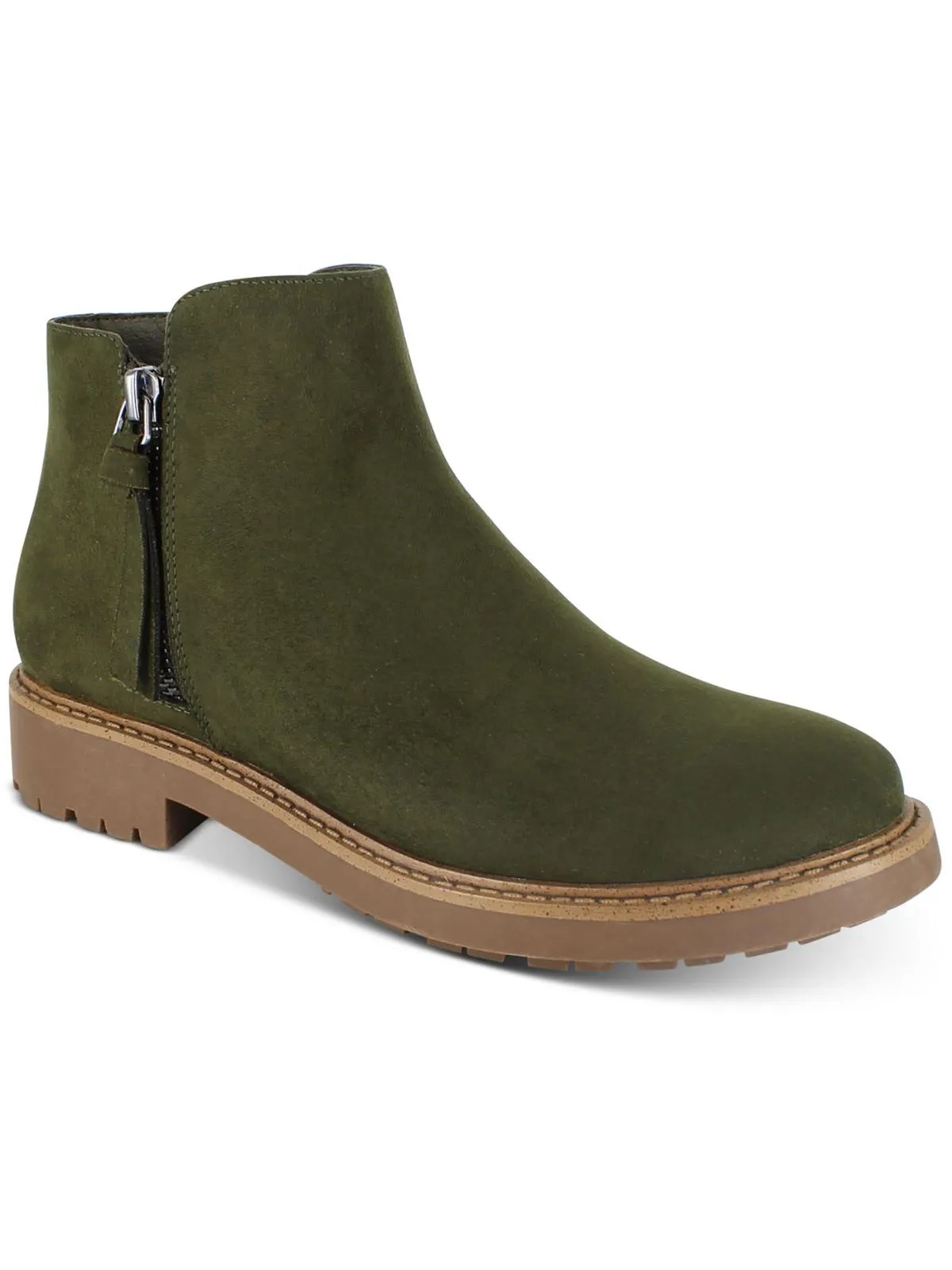 Saige Womens Faux Suede Side Zip Ankle Boots