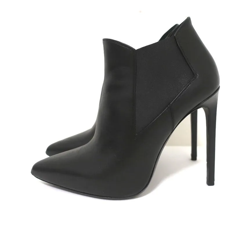 Saint Laurent Paris Chelsea Boots Black Leather Size 40.5 Point Toe Ankle Boots