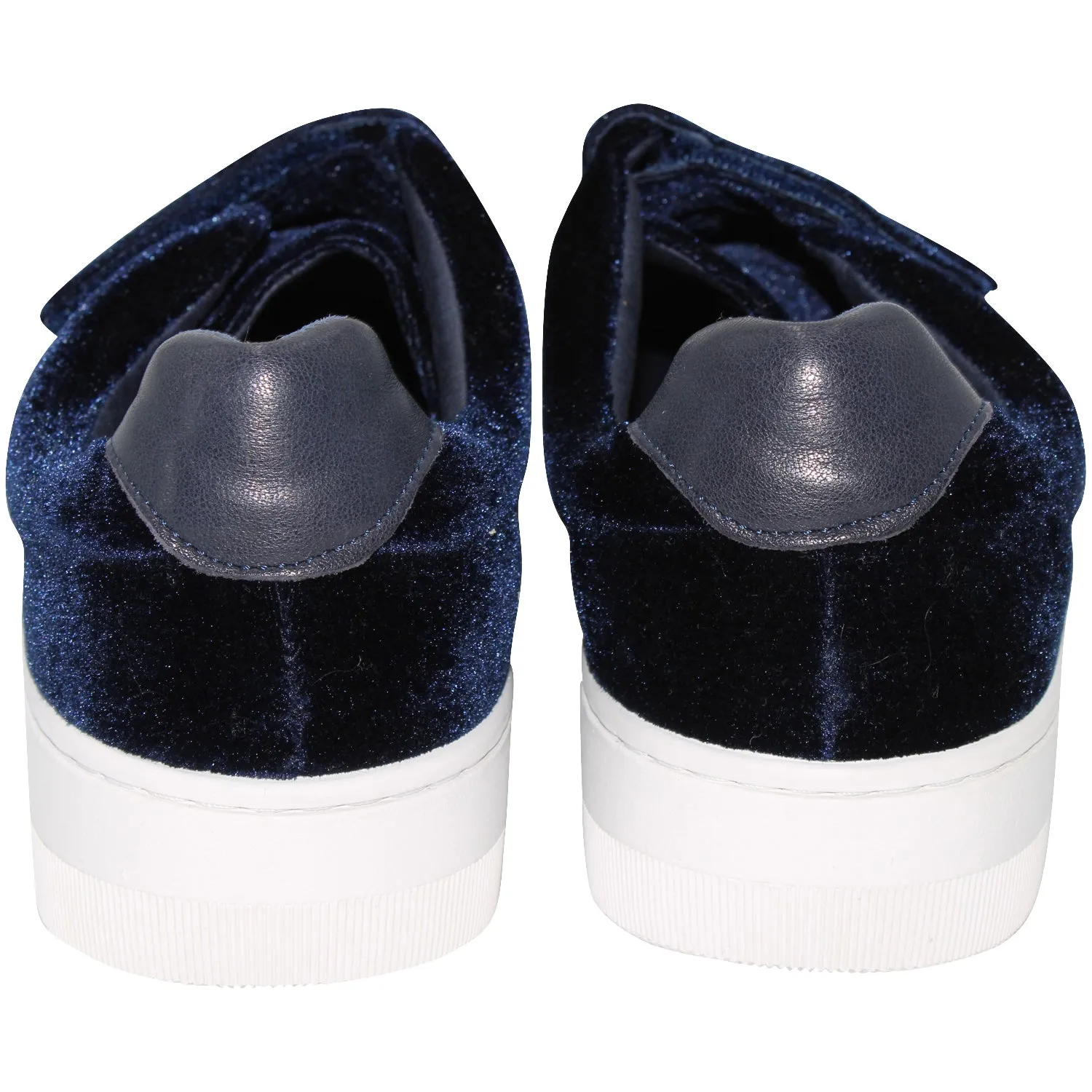 Sandro Paris Velcro Low Top Sneakers in Navy Blue Velvet