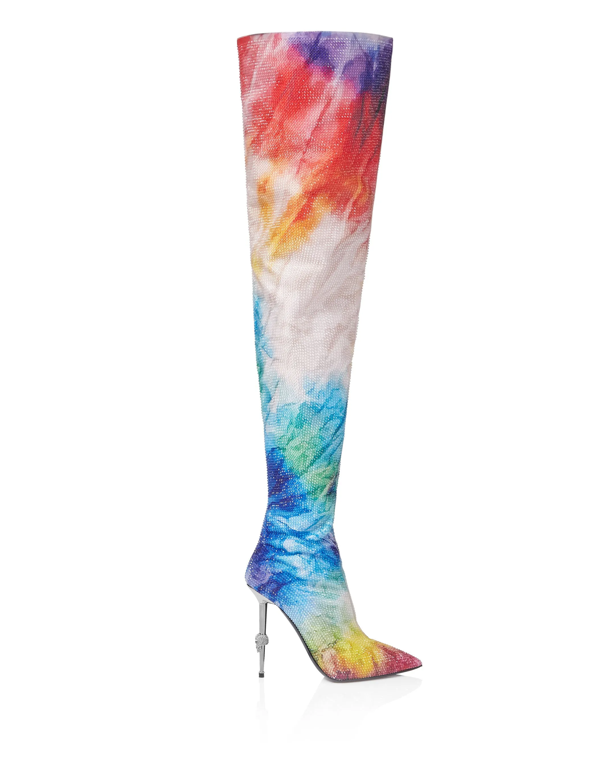 Satin Boots Hi-Heels Overknees Tie dye