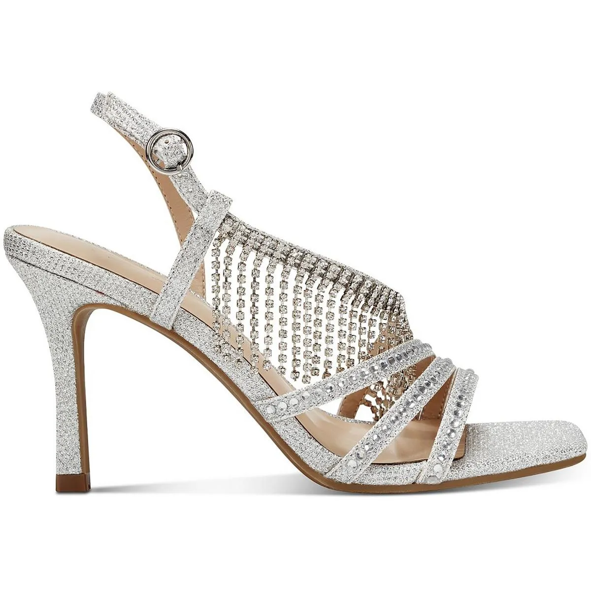 Skylar Womens Rhinestone Fringe Slingback Sandals