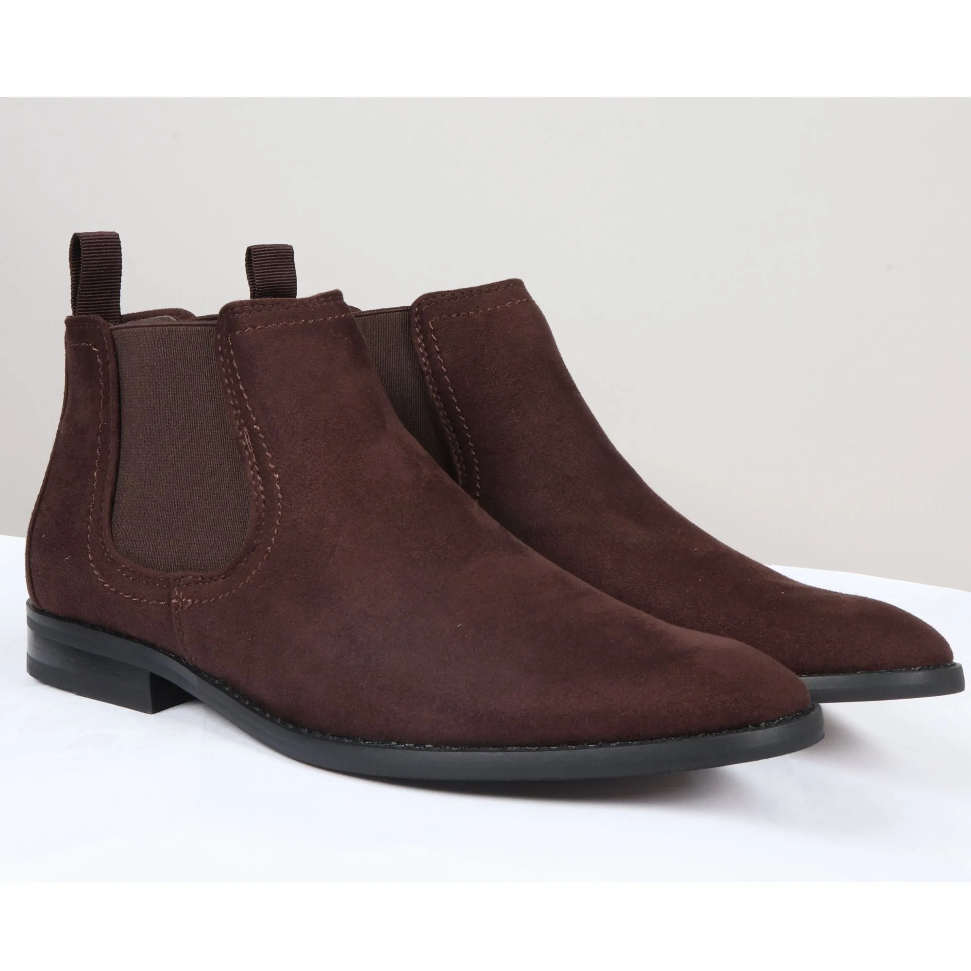 Slip On Suede Leather Lined Chelsea Ankle Shoes