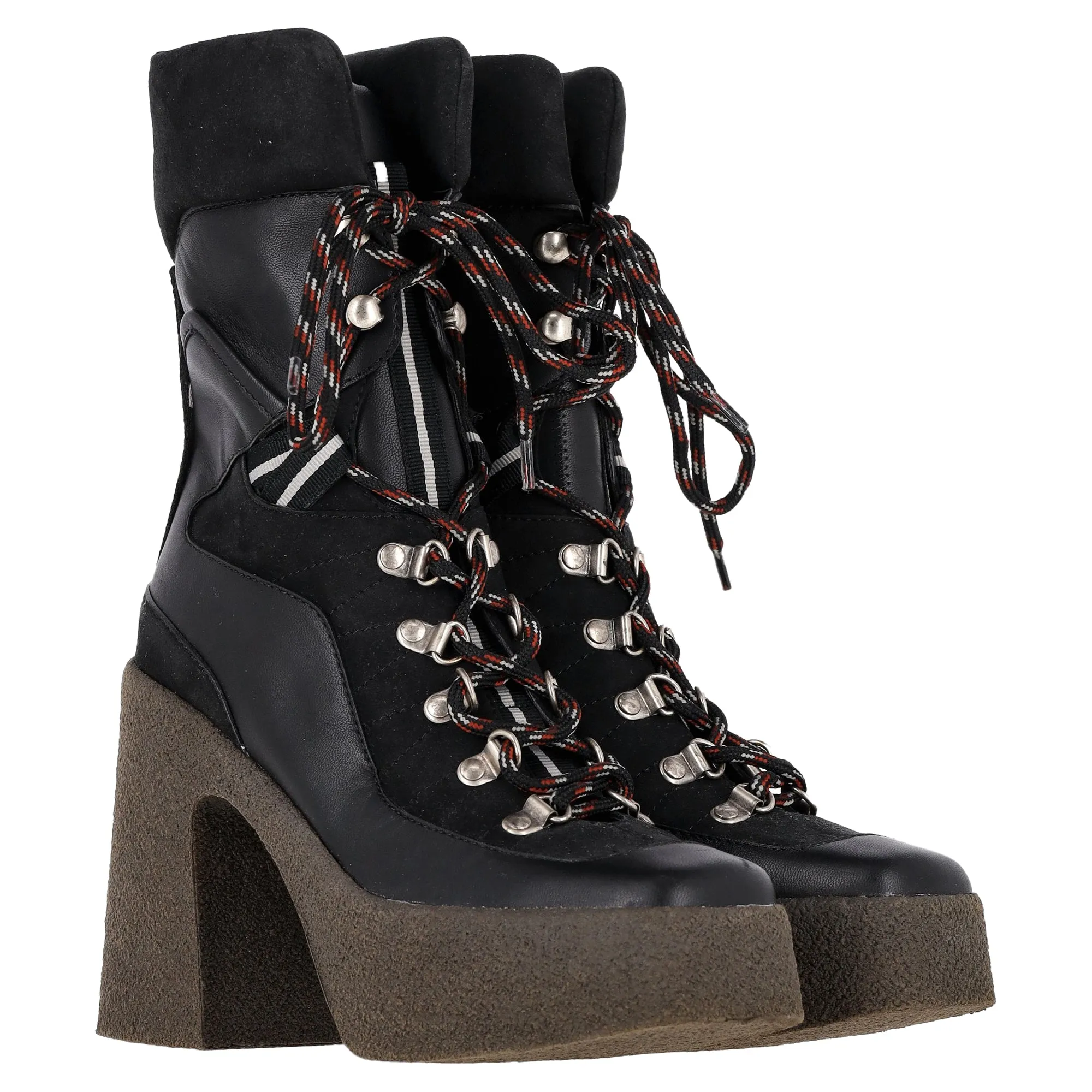 Stella McCartney Lace-Up Platform Ankle Boots in Black Faux Leather