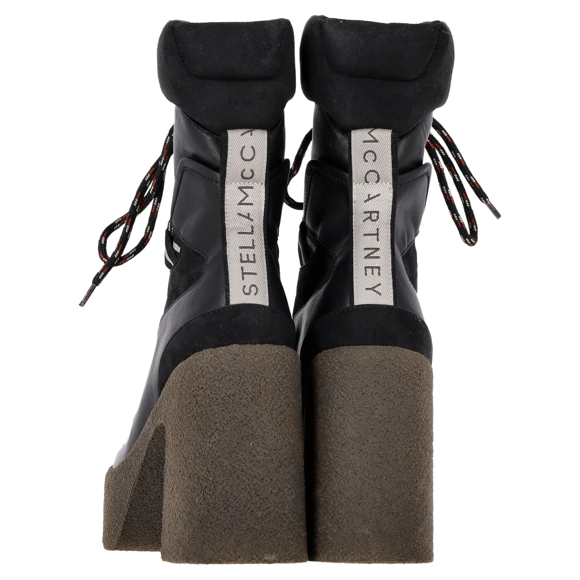 Stella McCartney Lace-Up Platform Ankle Boots in Black Faux Leather