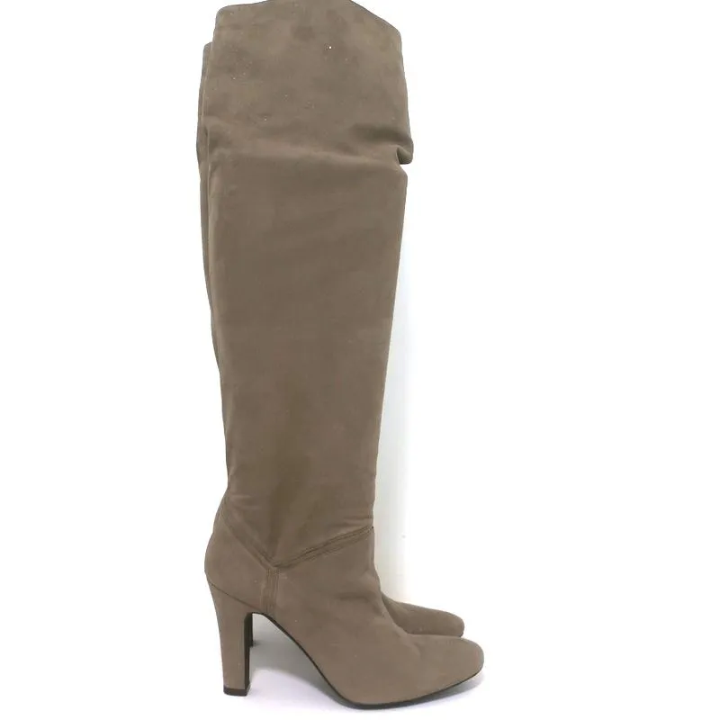 Stella McCartney Over the Knee Boots Taupe Glitter Faux Suede Size 41 High Heel