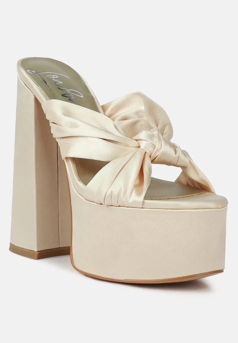 strobing knotted chunky platform heels