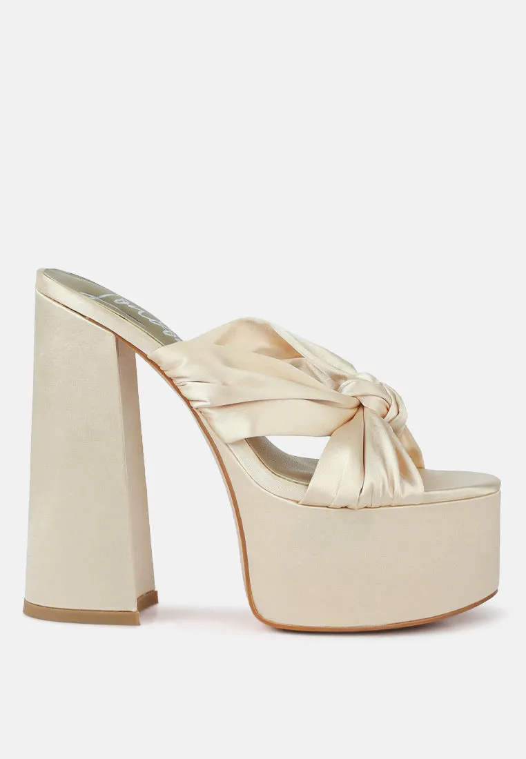 strobing knotted chunky platform heels