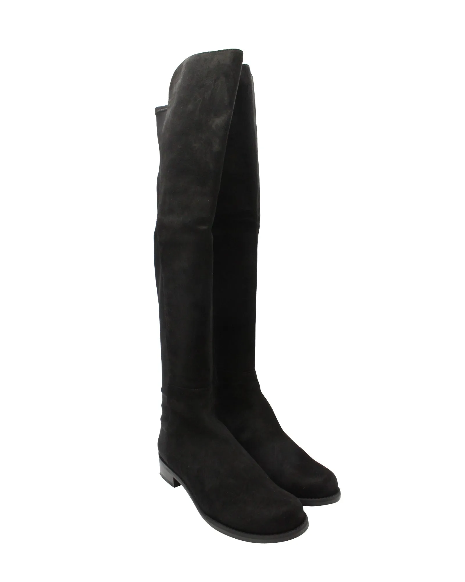 Stuart Weitzman 5050 Stretch Knee Boots in Black Suede