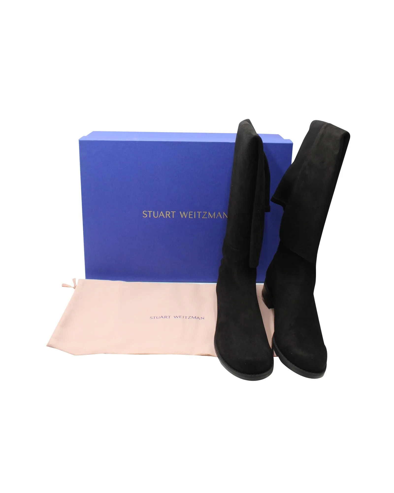 Stuart Weitzman 5050 Stretch Knee Boots in Black Suede