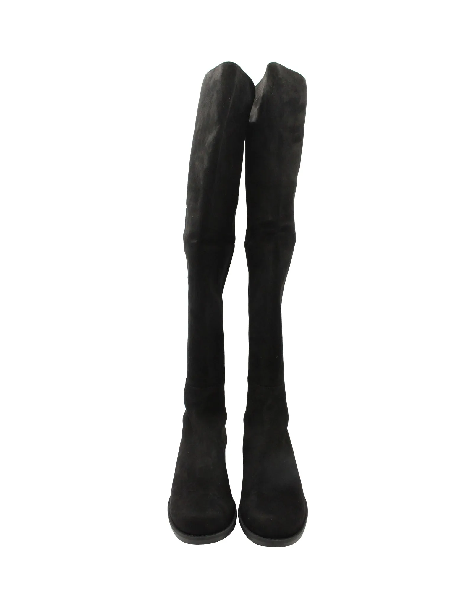 Stuart Weitzman 5050 Stretch Knee Boots in Black Suede