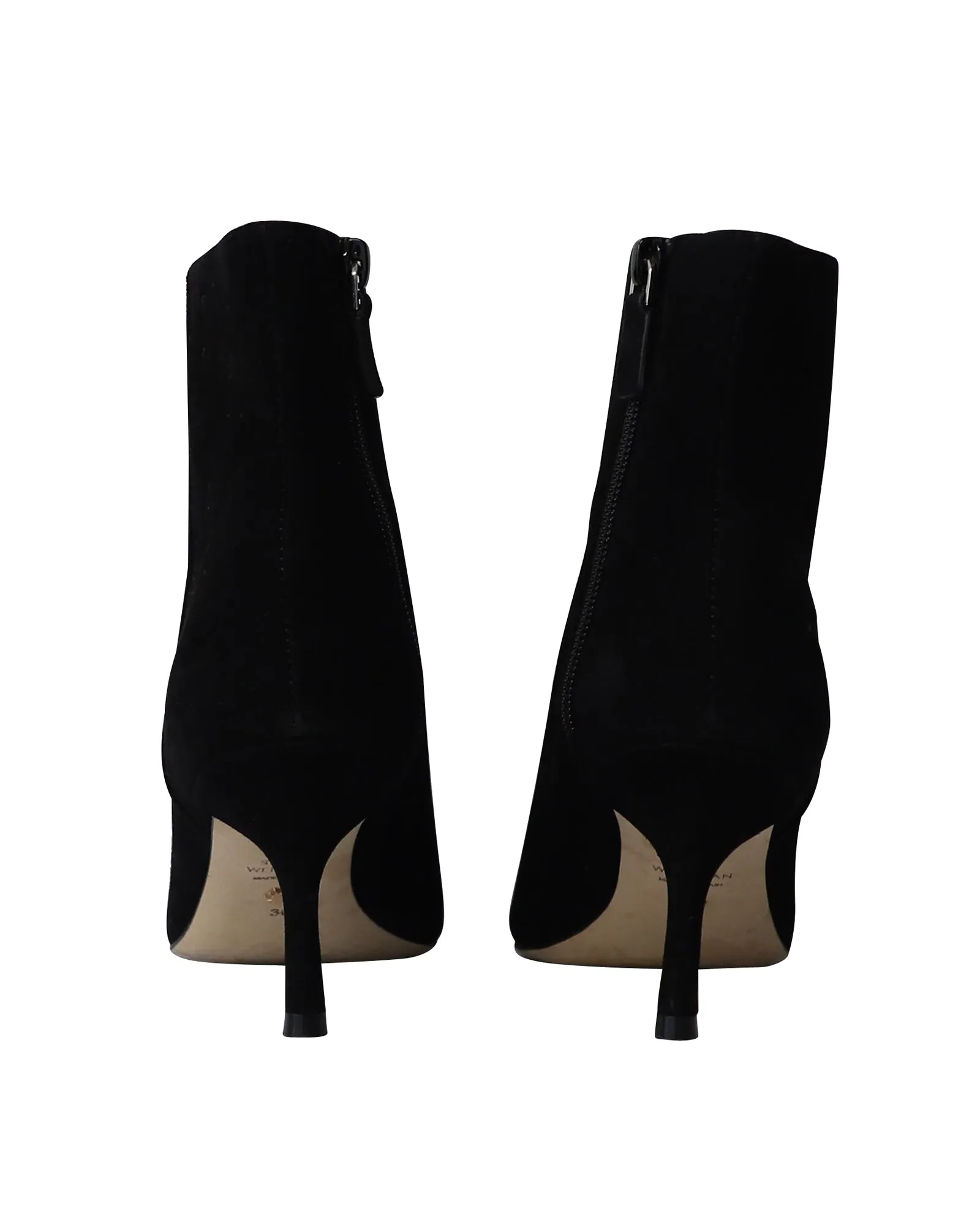 Stuart Weitzman Crystal Buckle Kera Ankle Boots in Black Suede