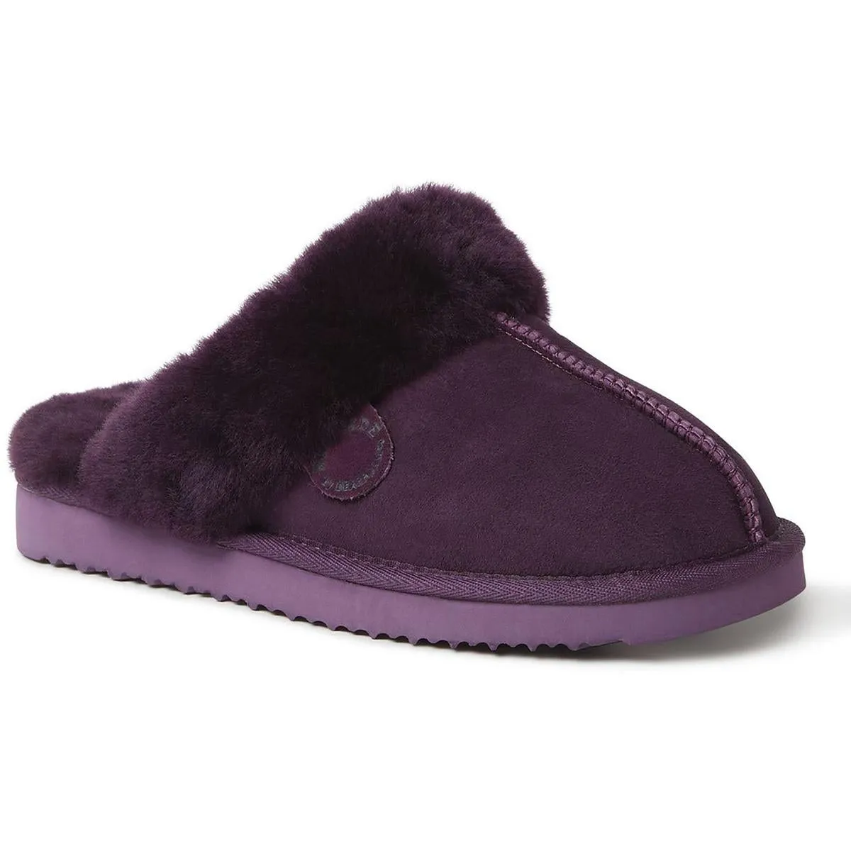 Sydney Womens Suede Shearling Scuff Slippers