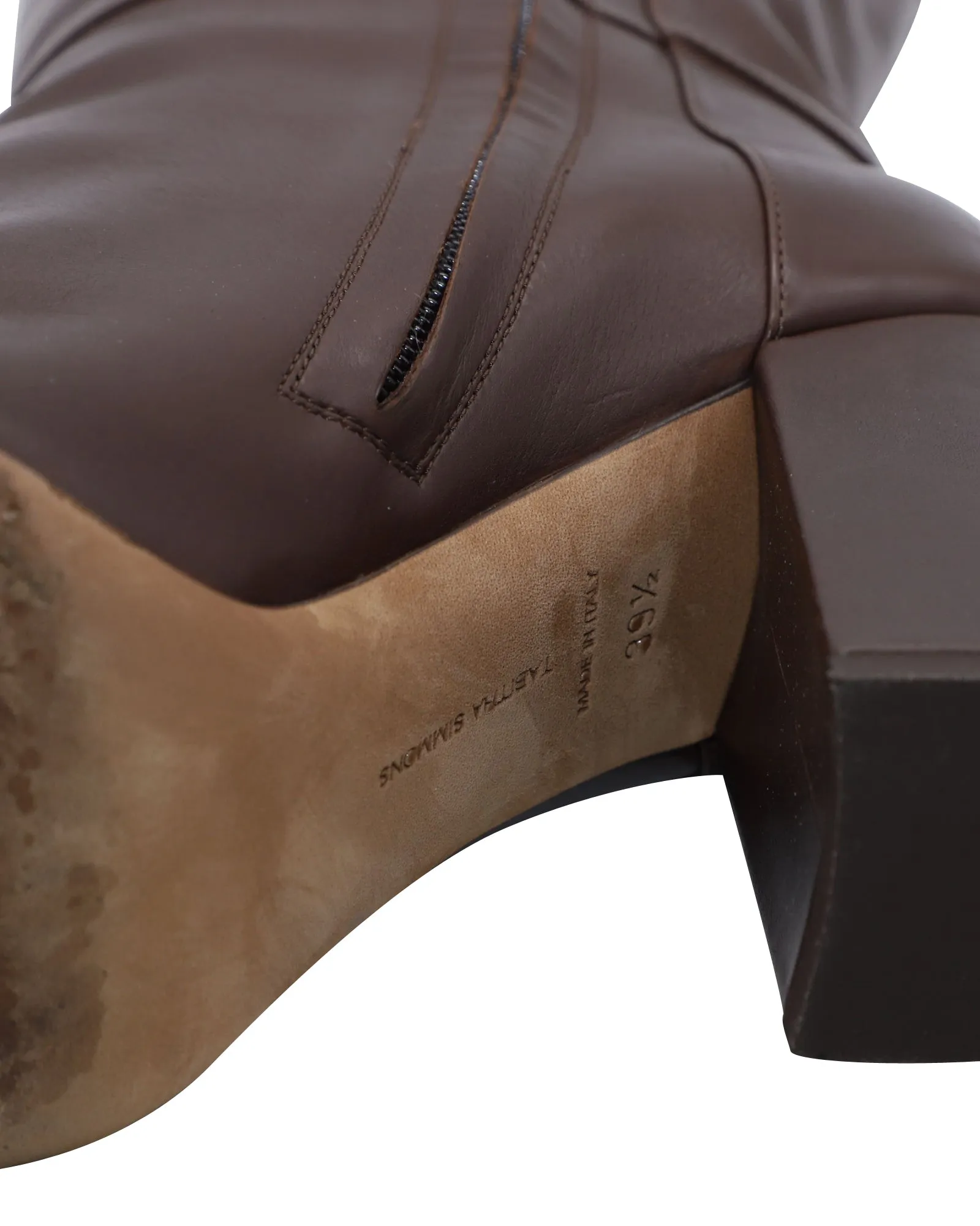 Tabitha Simmons Sophie Knee High Boots in Brown Calfskin Leather