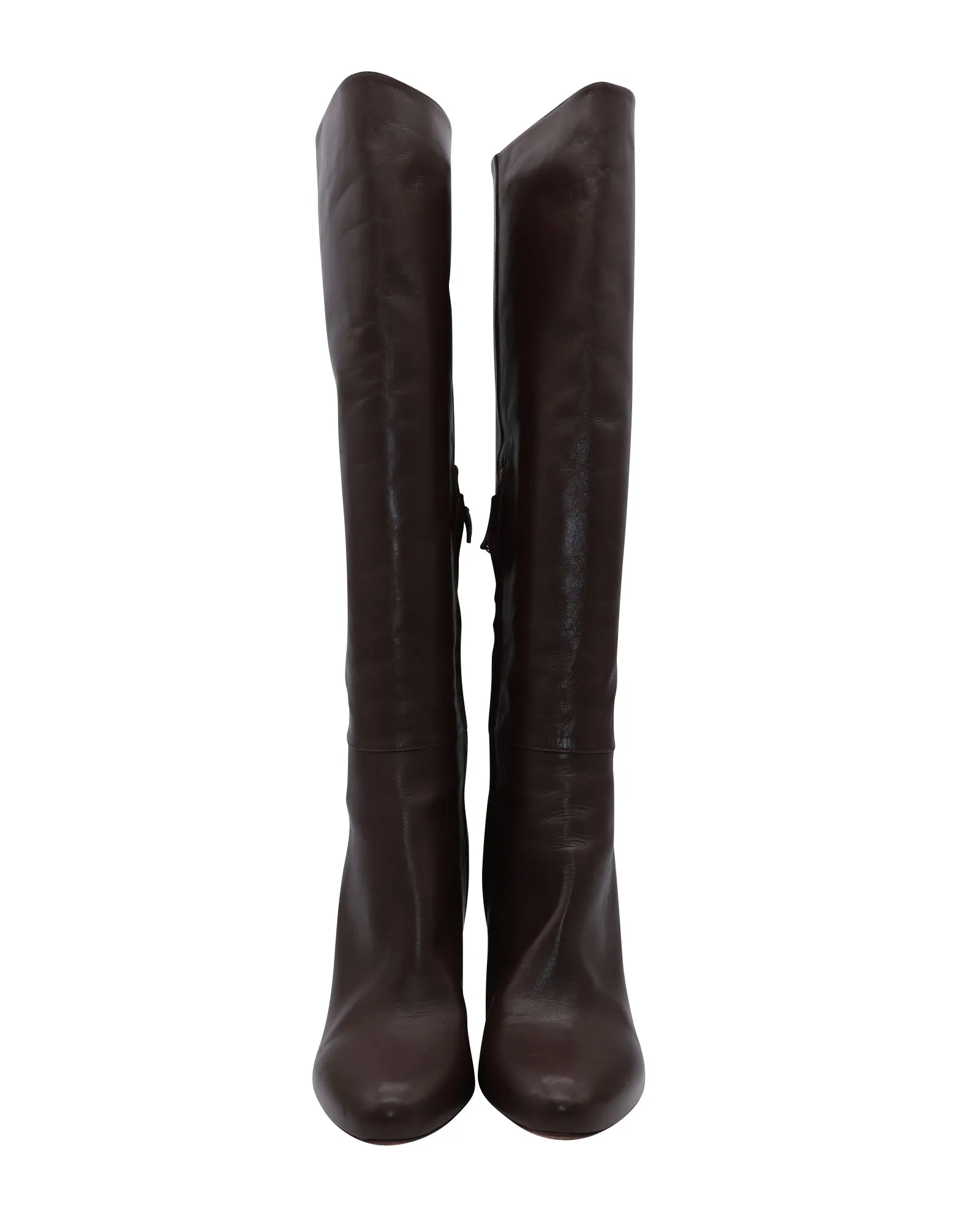 Tabitha Simmons Sophie Knee High Boots in Brown Calfskin Leather