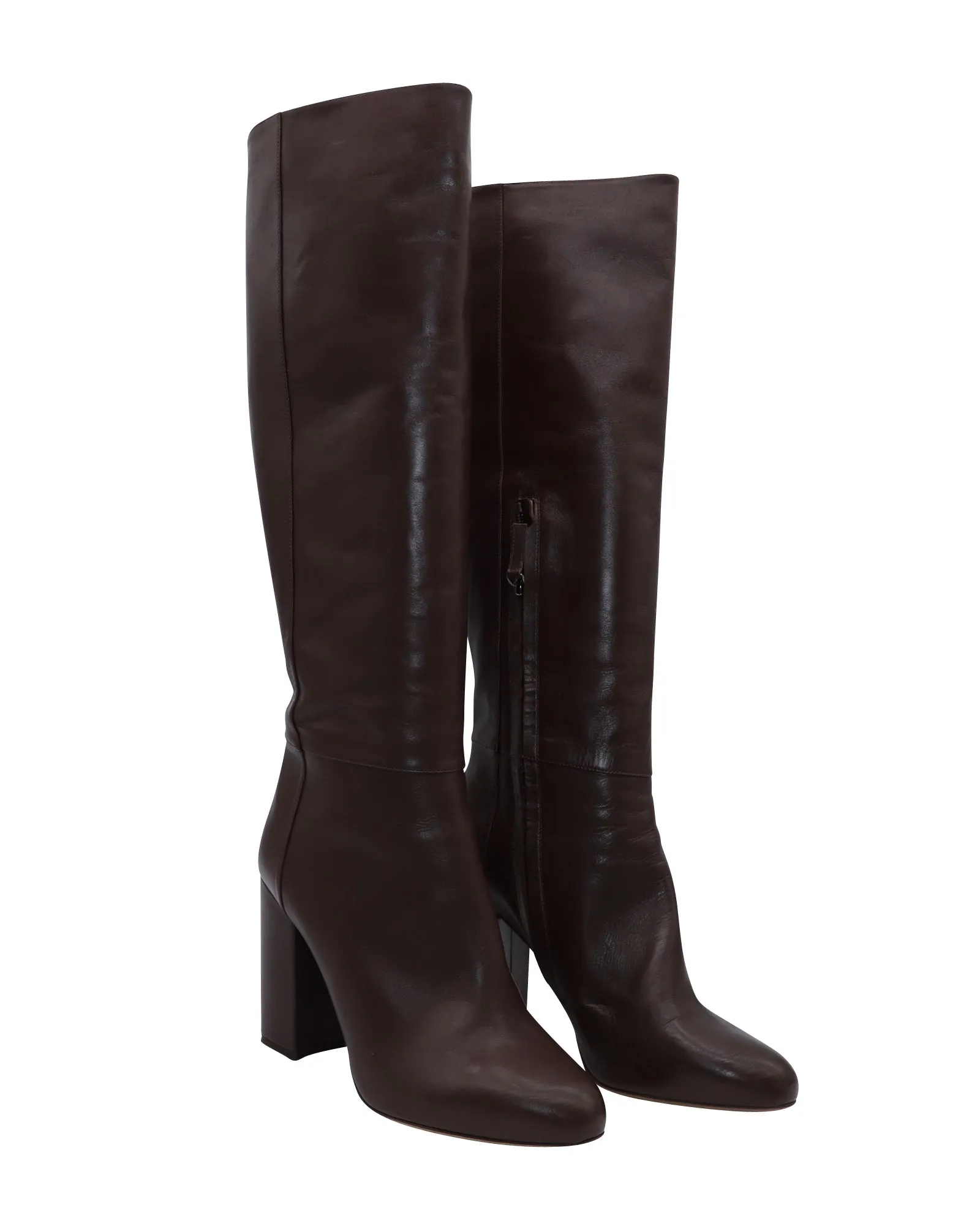 Tabitha Simmons Sophie Knee High Boots in Brown Calfskin Leather