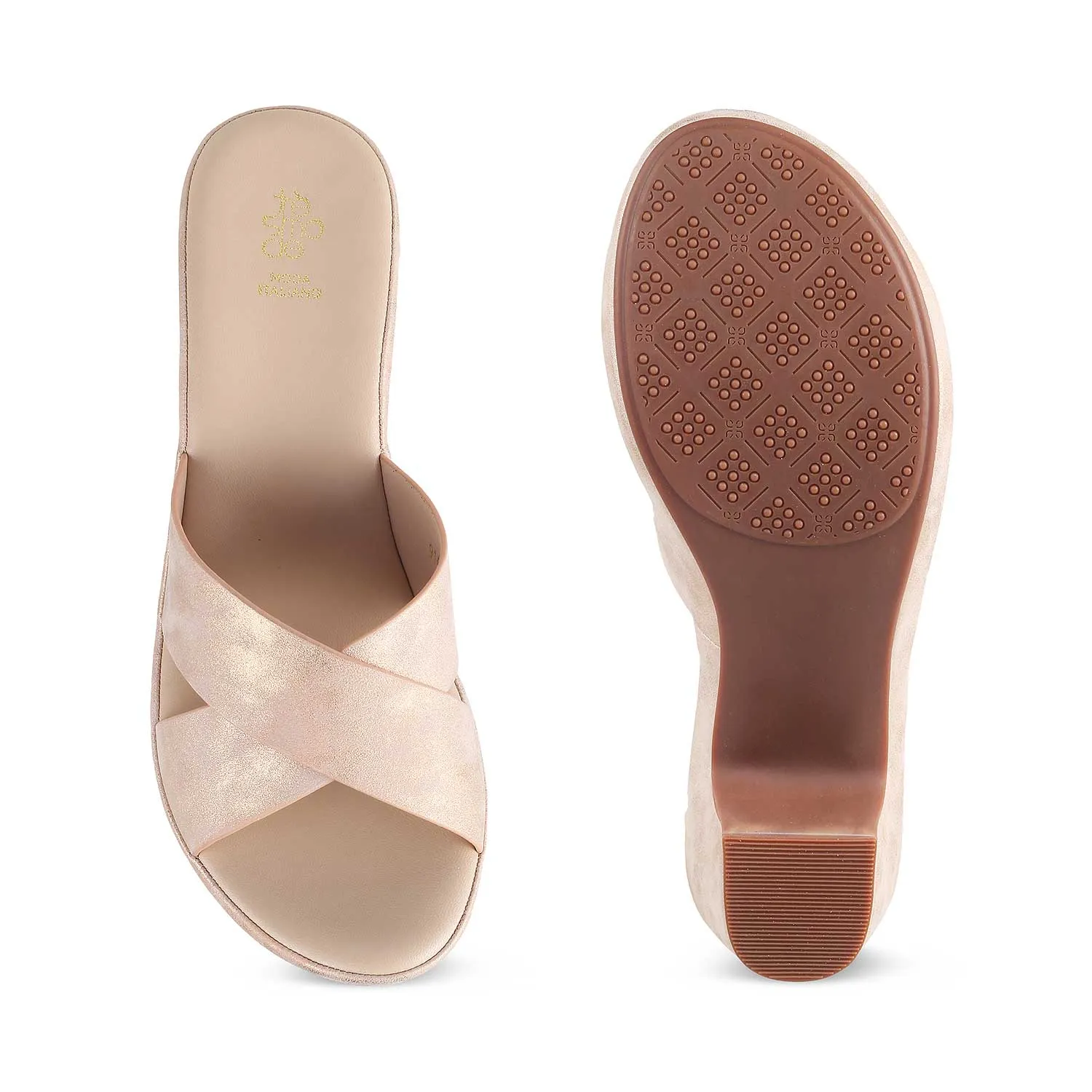 The Motril Champagne Women's Casual Block Heel Sandals Tresmode