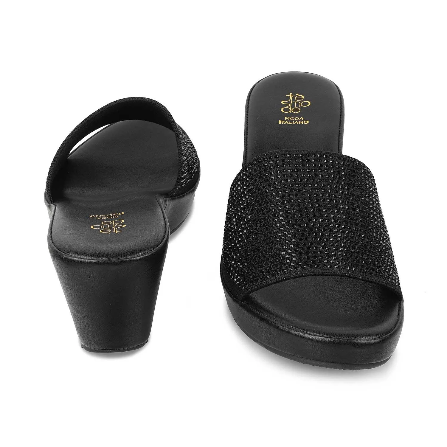 The Sanwe Black Women's Dress Wedge Sandals Tresmode