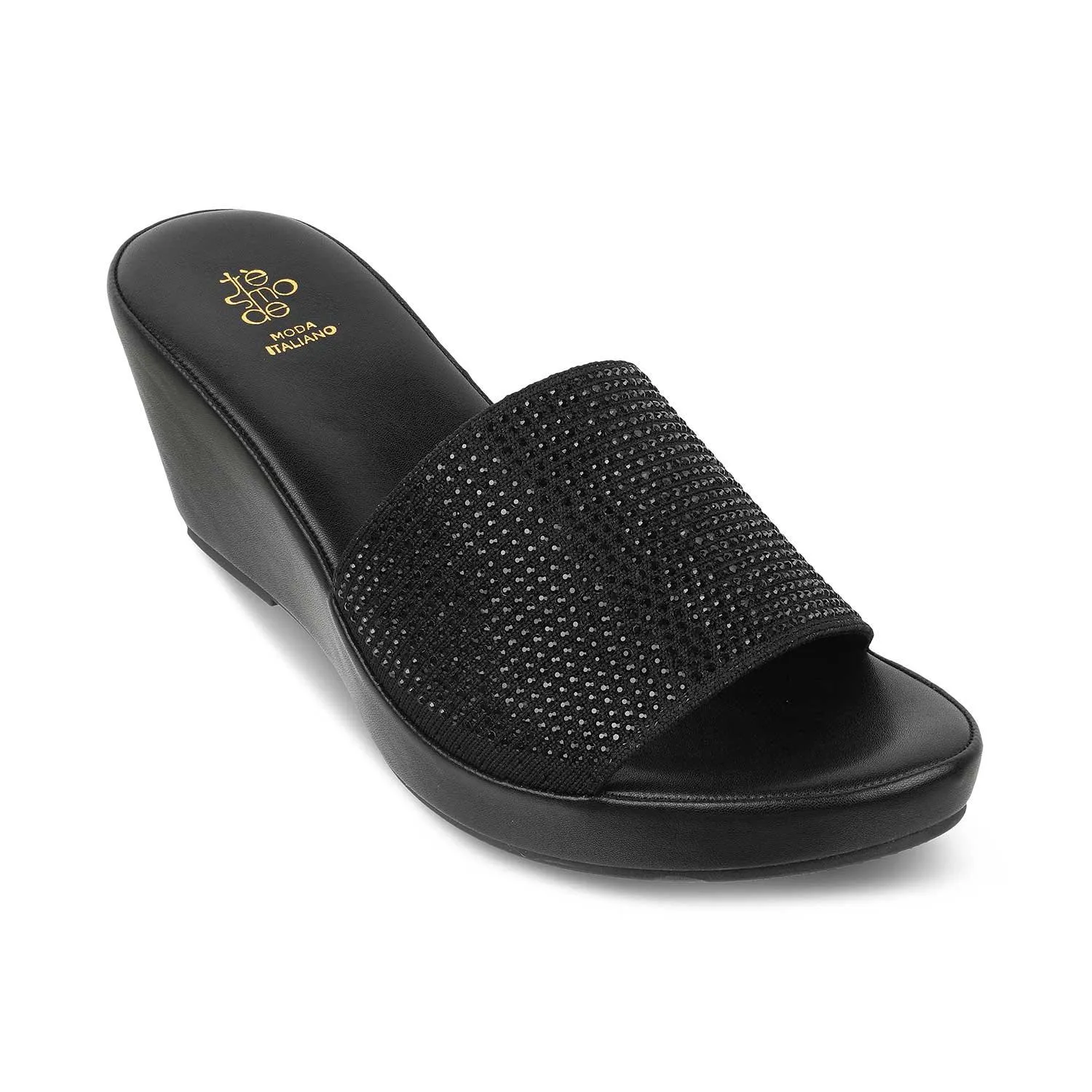 The Sanwe Black Women's Dress Wedge Sandals Tresmode