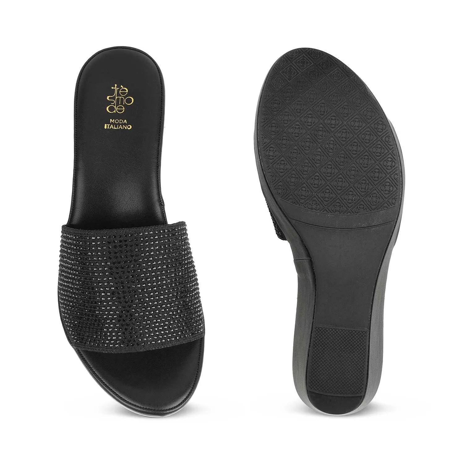 The Sanwe Black Women's Dress Wedge Sandals Tresmode