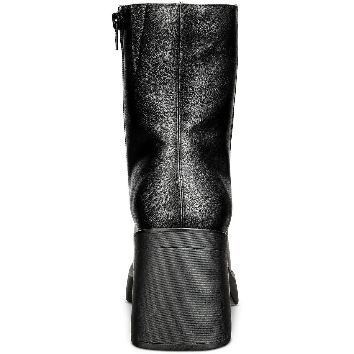 TIANNA Womens Faux Leather Zipper Mid-Calf Boots