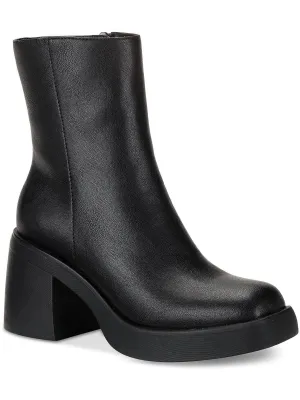 TIANNA Womens Faux Leather Zipper Mid-Calf Boots