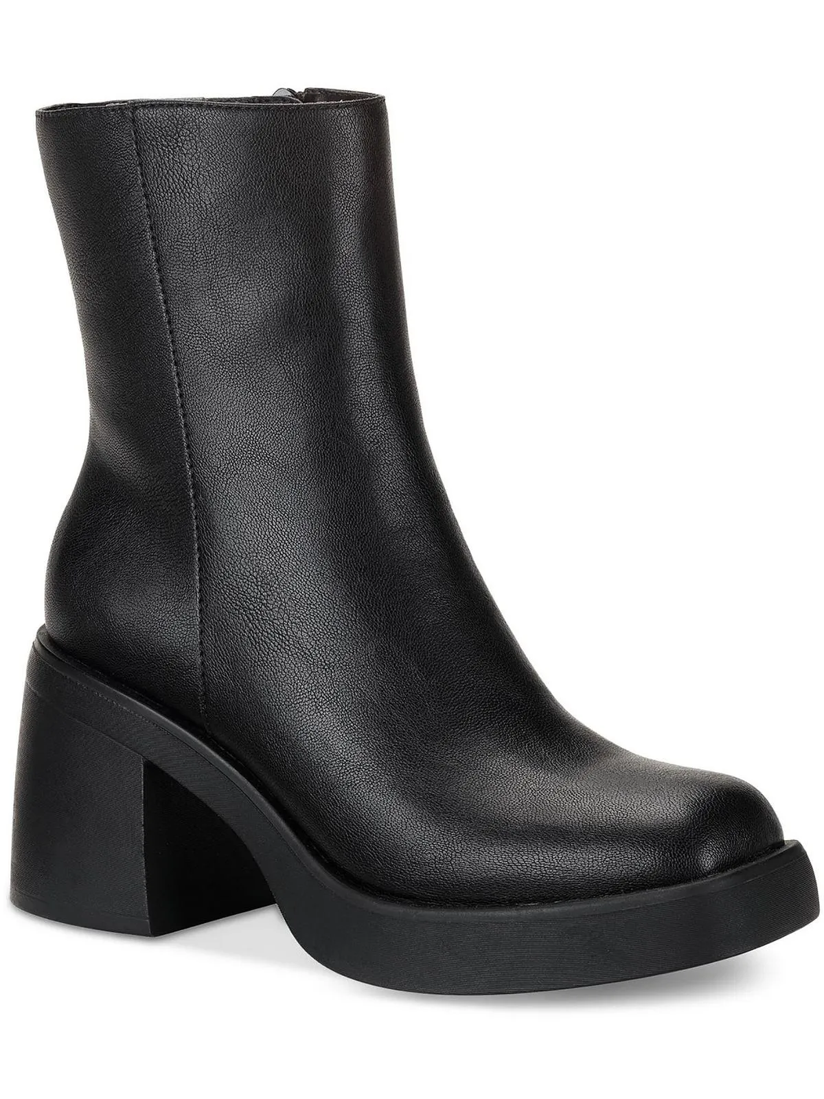 TIANNA Womens Faux Leather Zipper Mid-Calf Boots