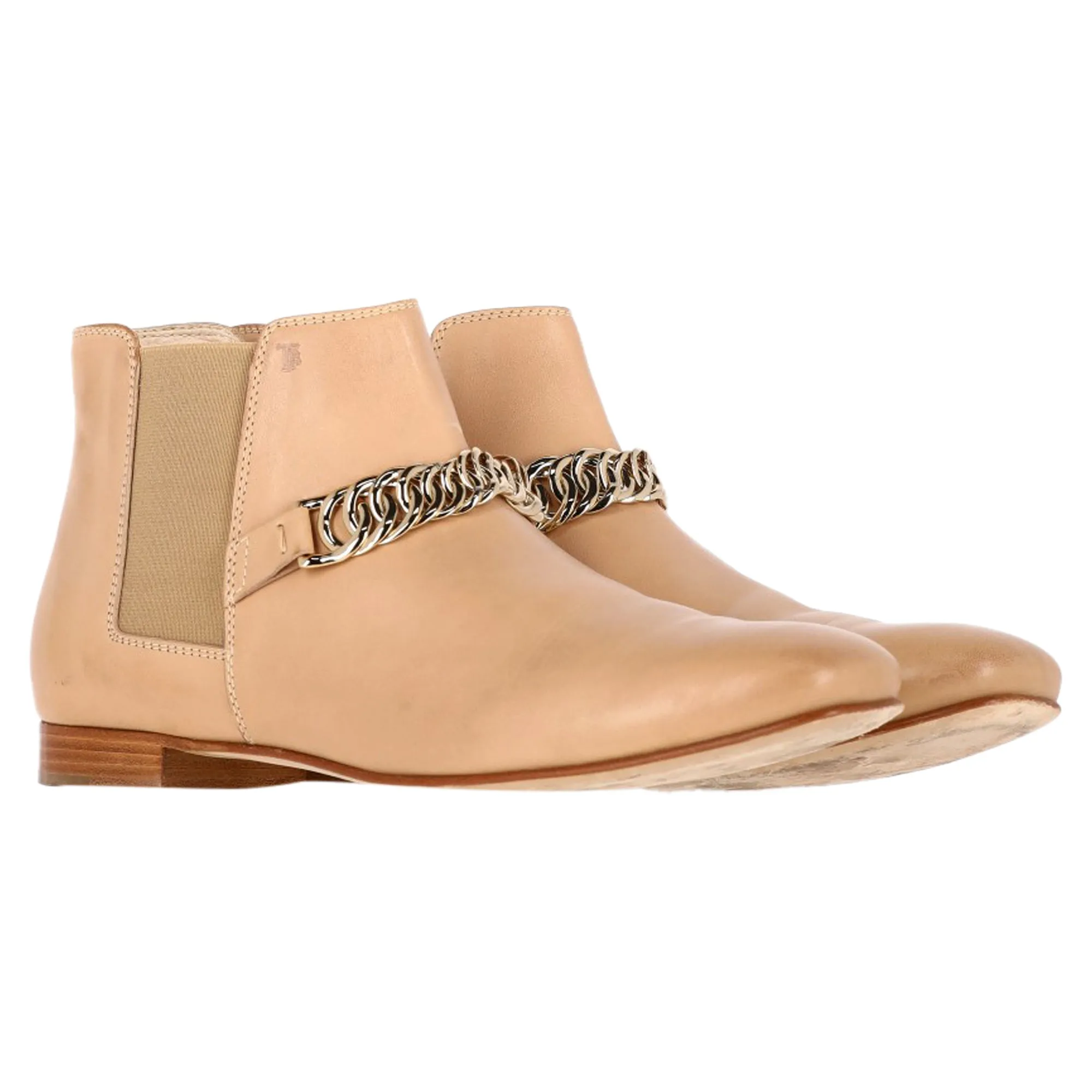 Tod's Chain Detail Ankle Boots in Brown Leather