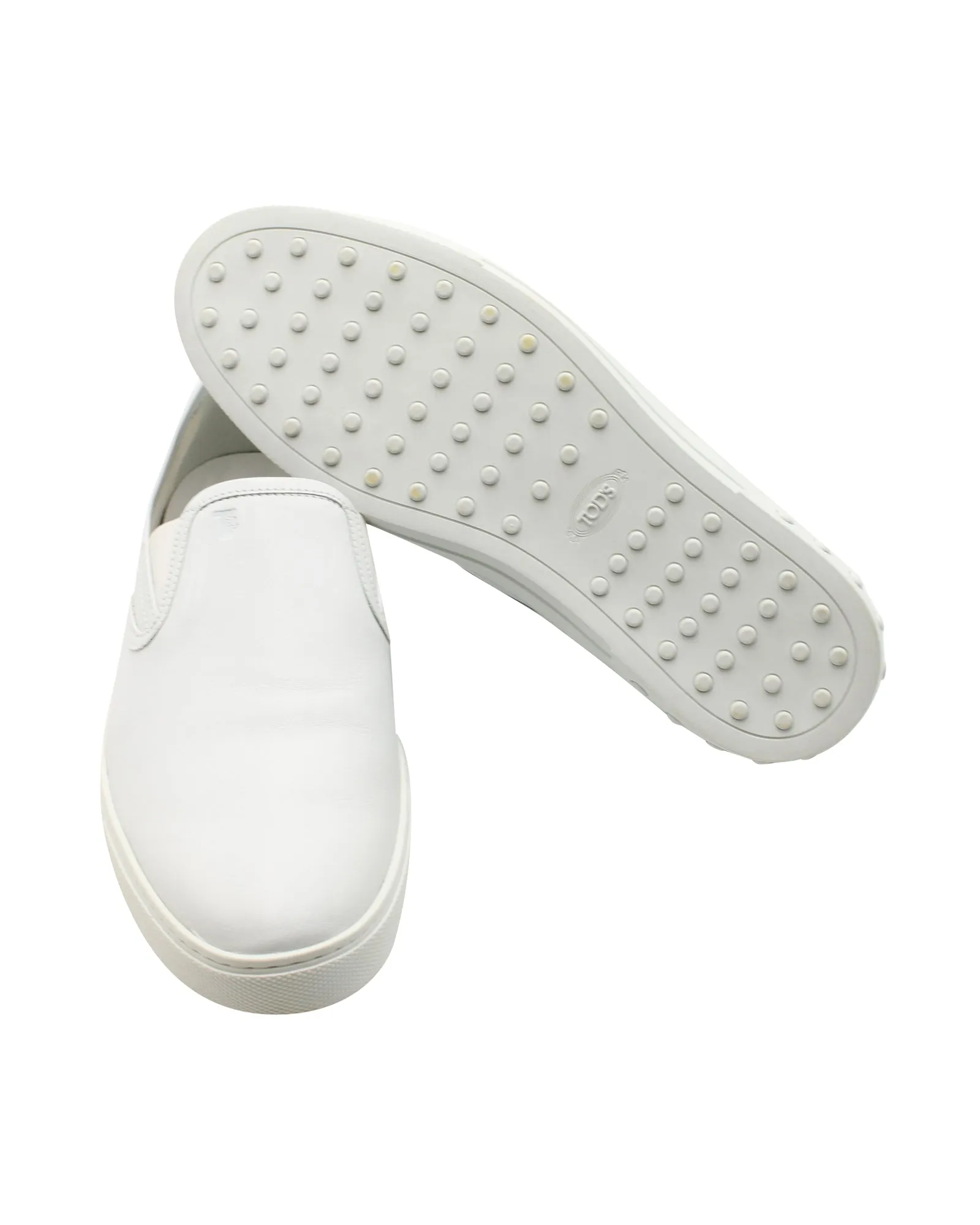 Tods Pantofola Slip-on Loafers in White Leather
